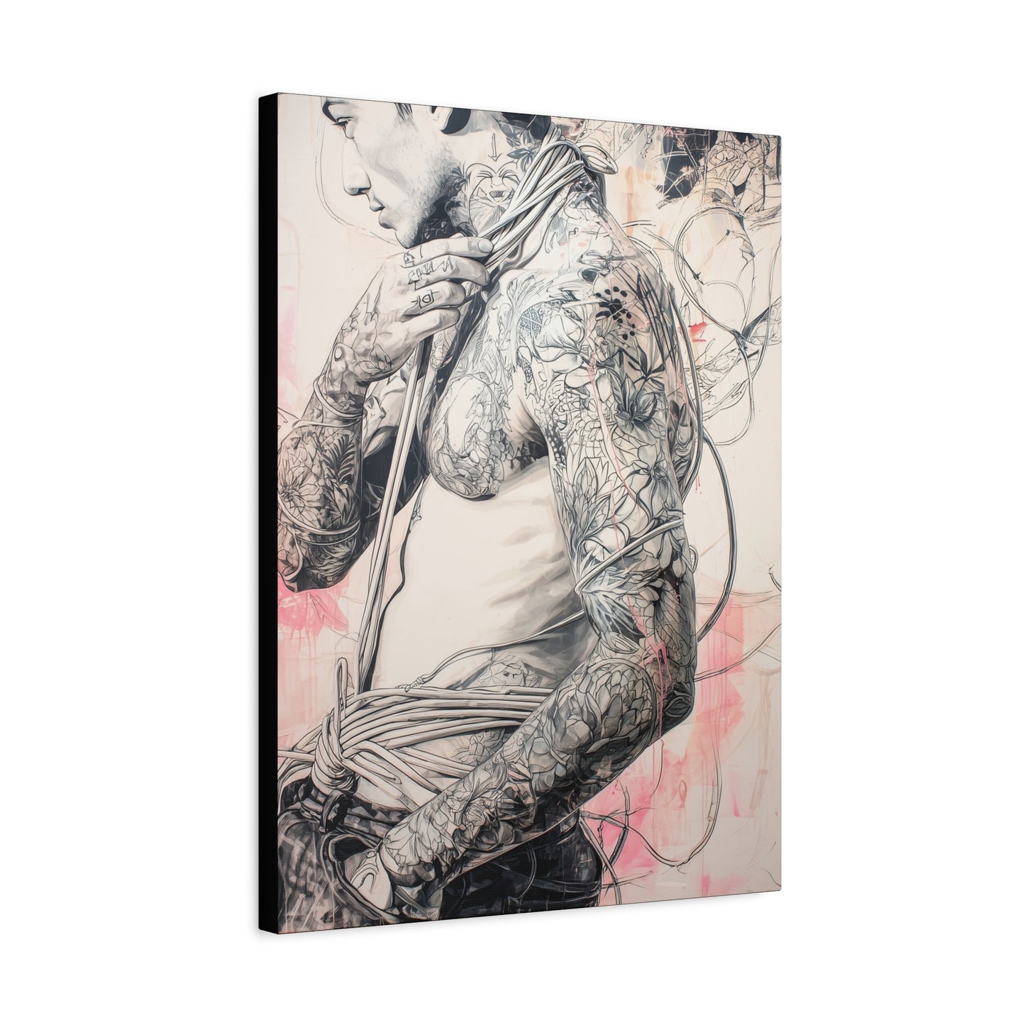 Gallery Wrapped Canvas, Ropes and Reverence Art Canvas, Erotic Shibari Art Canvas – Asher