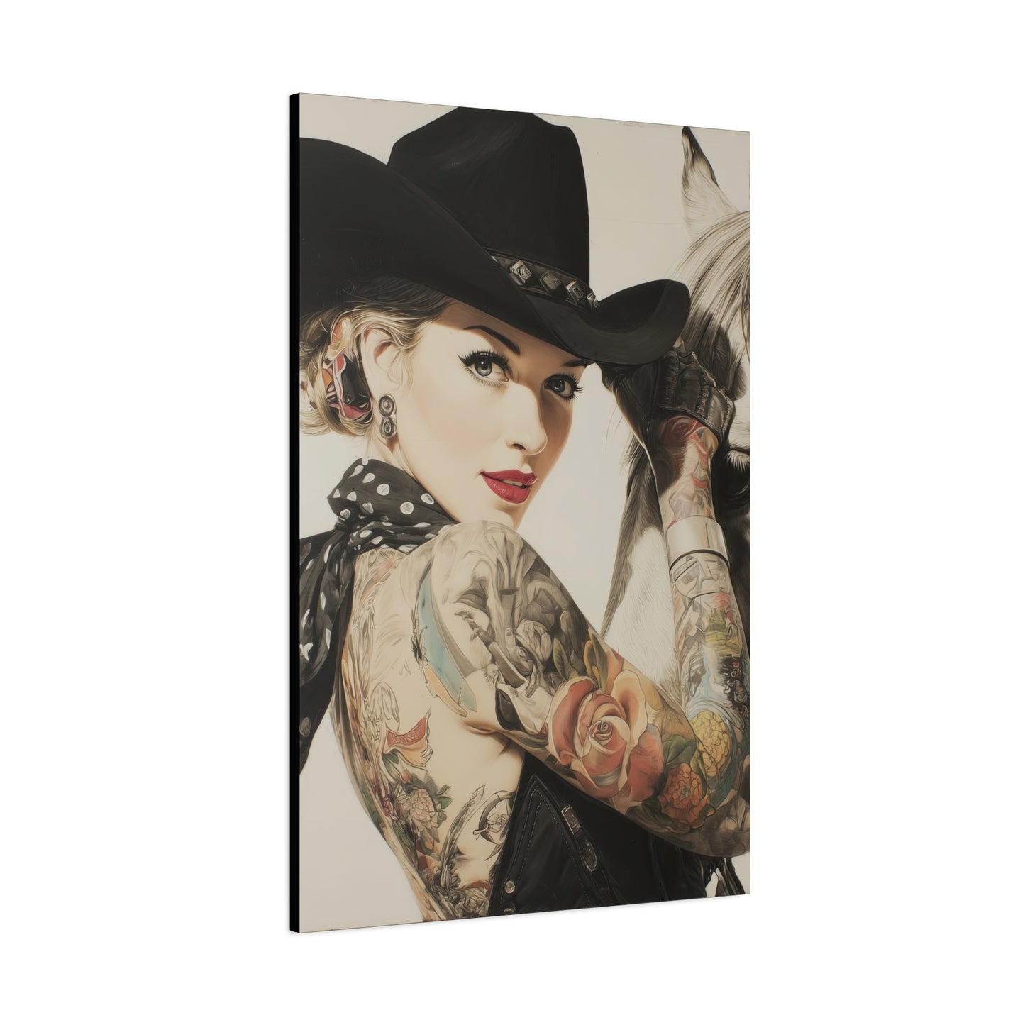Gallery Wrapped Canvas, Wranglers and Wreckage Art Canvas, Erotic Pinup Art Canvas – Dottie