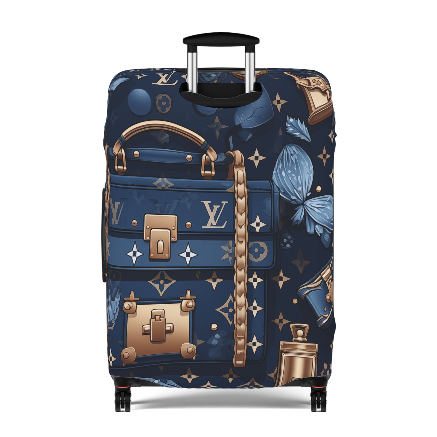 Designer Inspired Luggage Cover - LV Blue and Gold