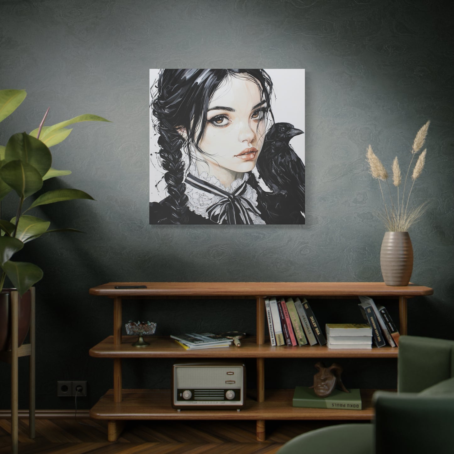 Gallery Wrapped Canvas, Myth and Bones Gothic Art Canvas, Dark Muse Canvas - Elowen
