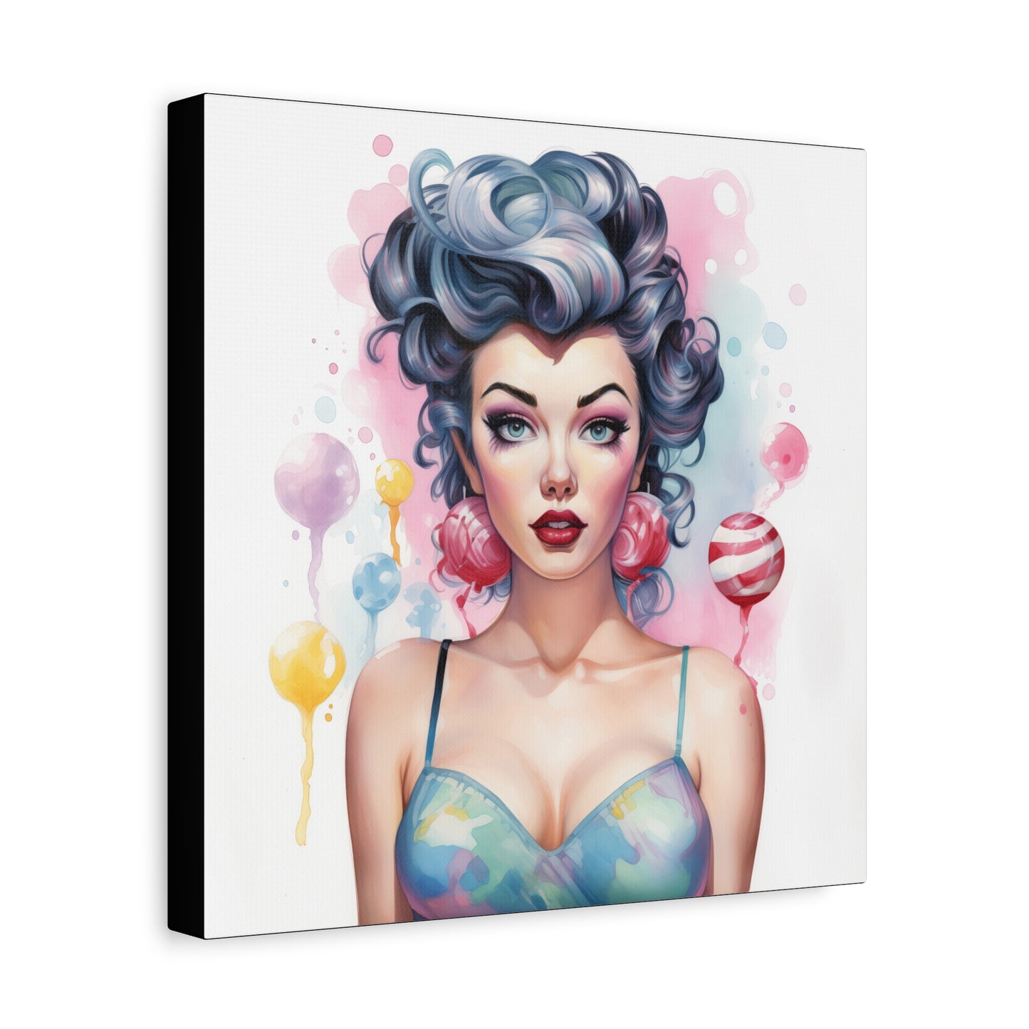 Canvas Gallery Wrapped High-Fashion Wall Art, Stylish Decor, Retro Femme Doll Pop Art – Poppy