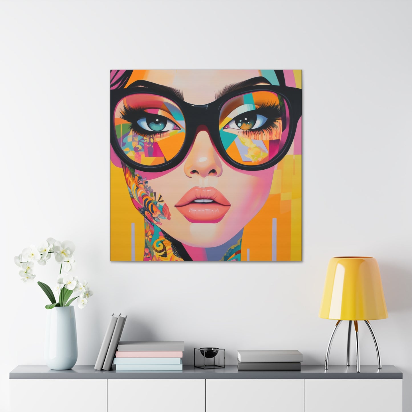 Canvas Gallery Wrap, Ladies in Lenses Wall Art, Abstract Femme Girl Art - Sabrina