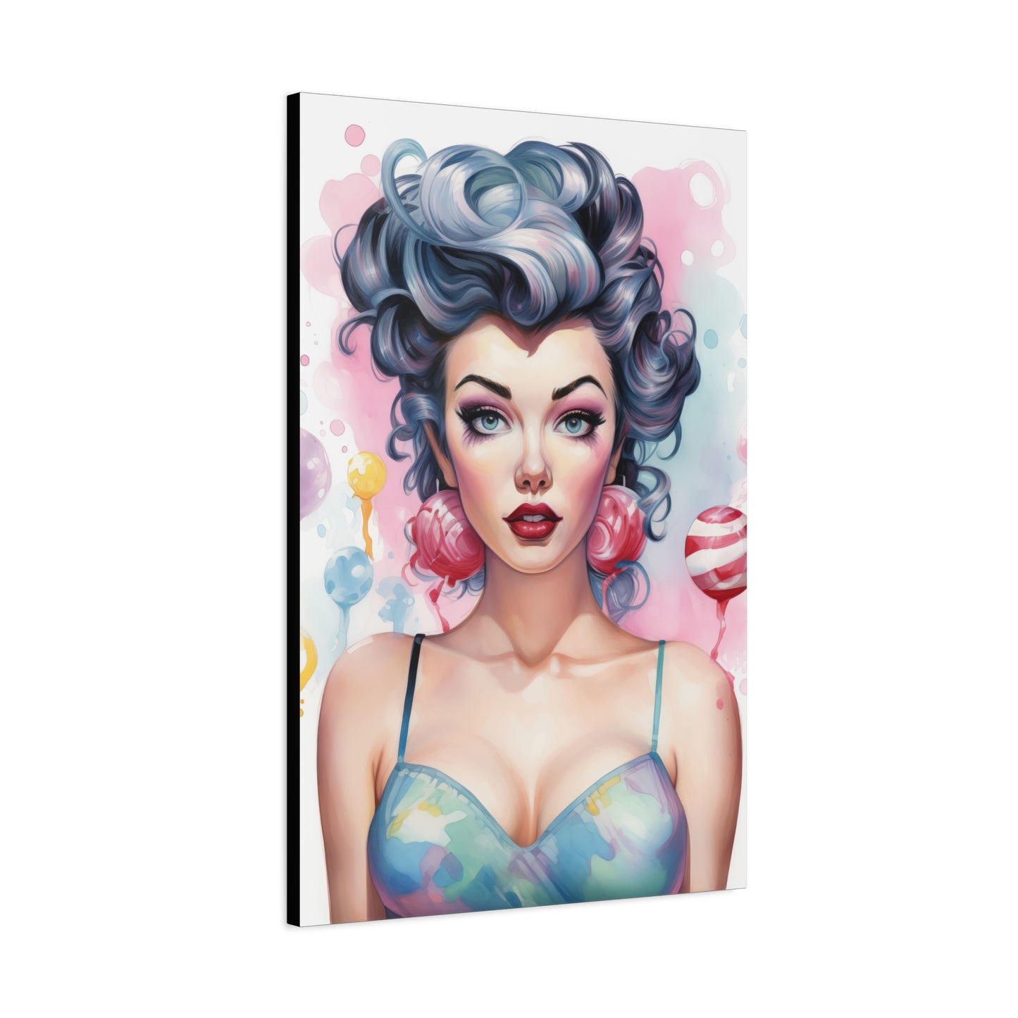 Canvas Gallery Wrapped High-Fashion Wall Art, Stylish Decor, Retro Femme Doll Pop Art – Poppy