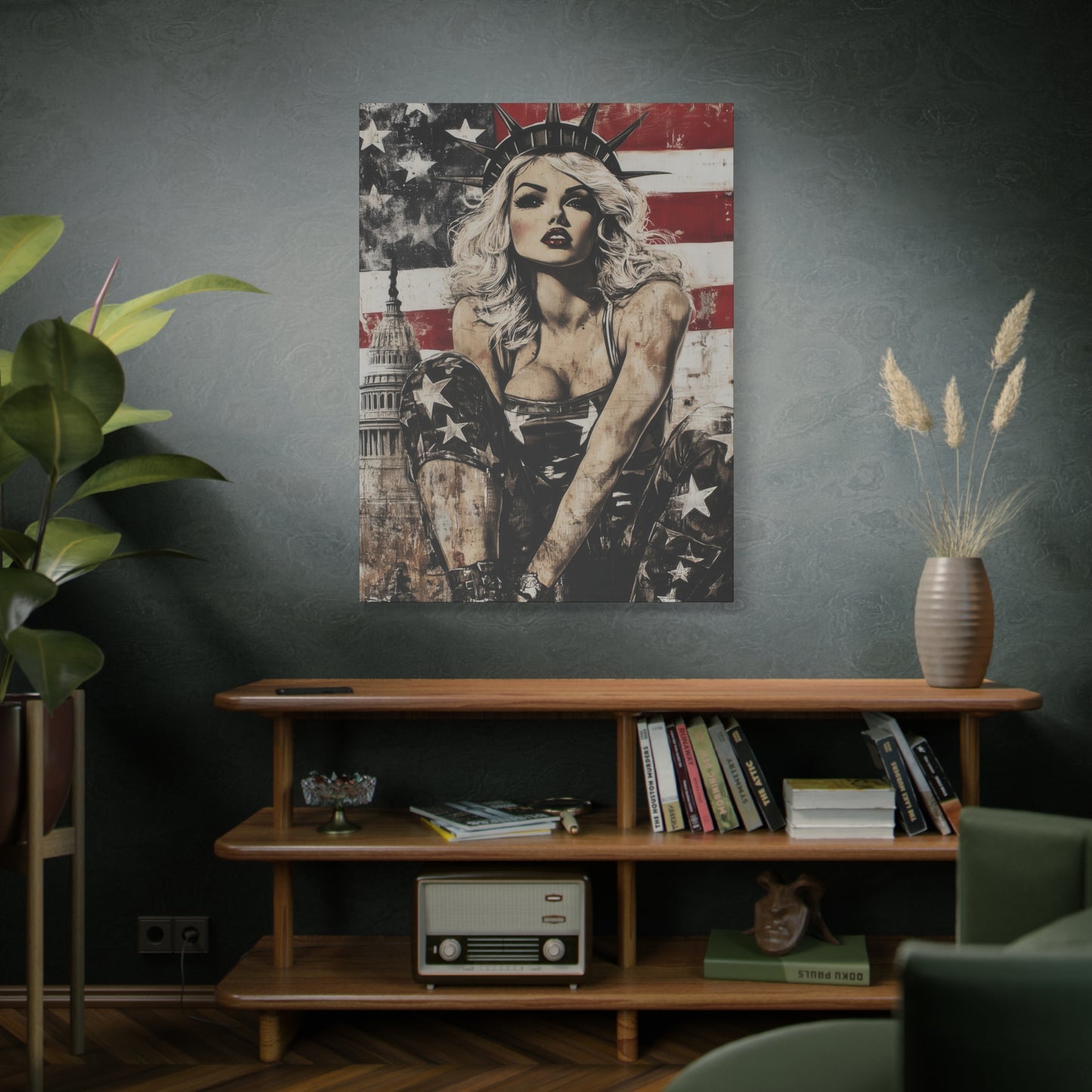 Gallery Wrapped Canvas, American Nonsense Art Canvas, Political Pinup Art Canvas – Kimberly