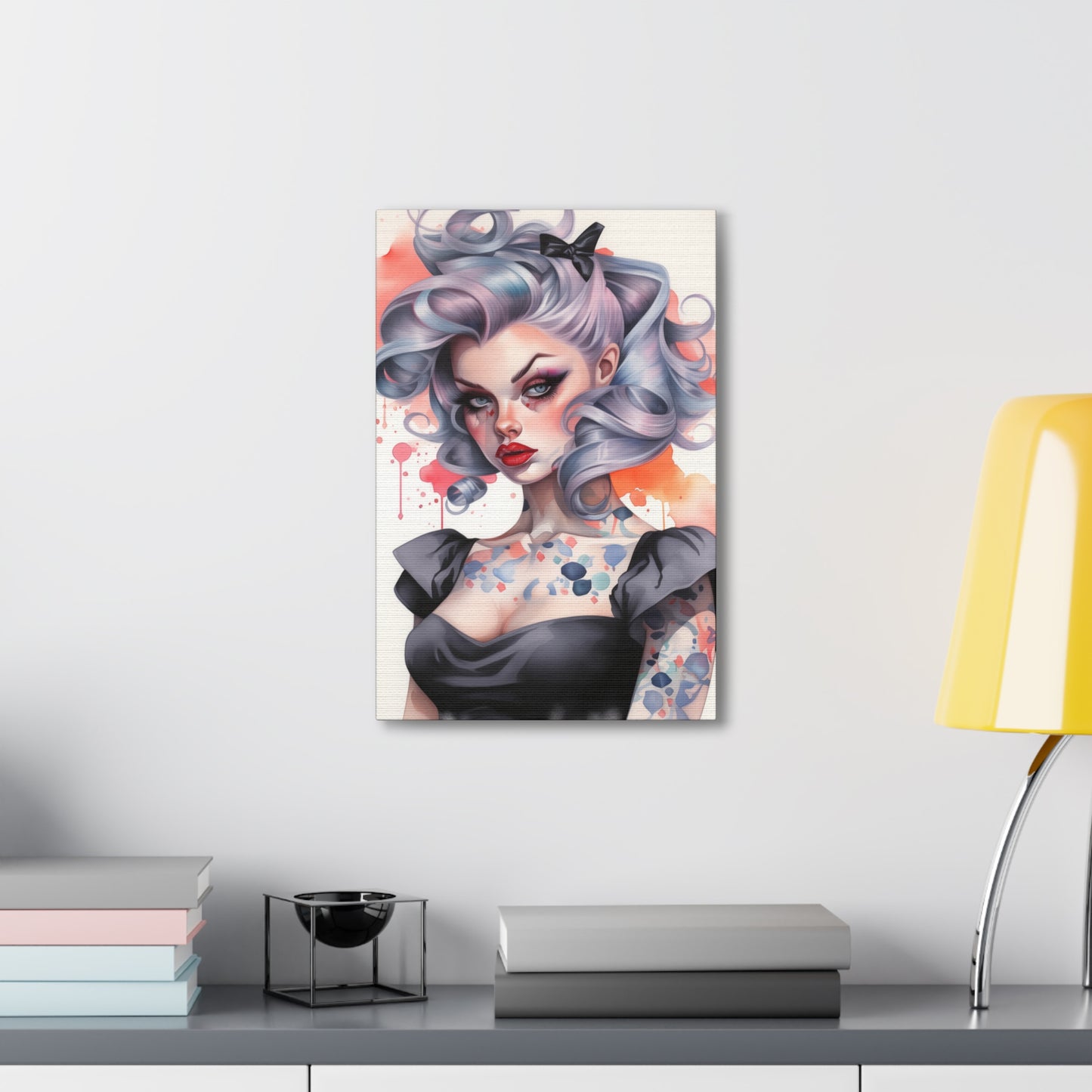 Gallery Wrapped Canvas, Edgy Tattooed Beauty, Urban Pop Art Canvas – Noelle