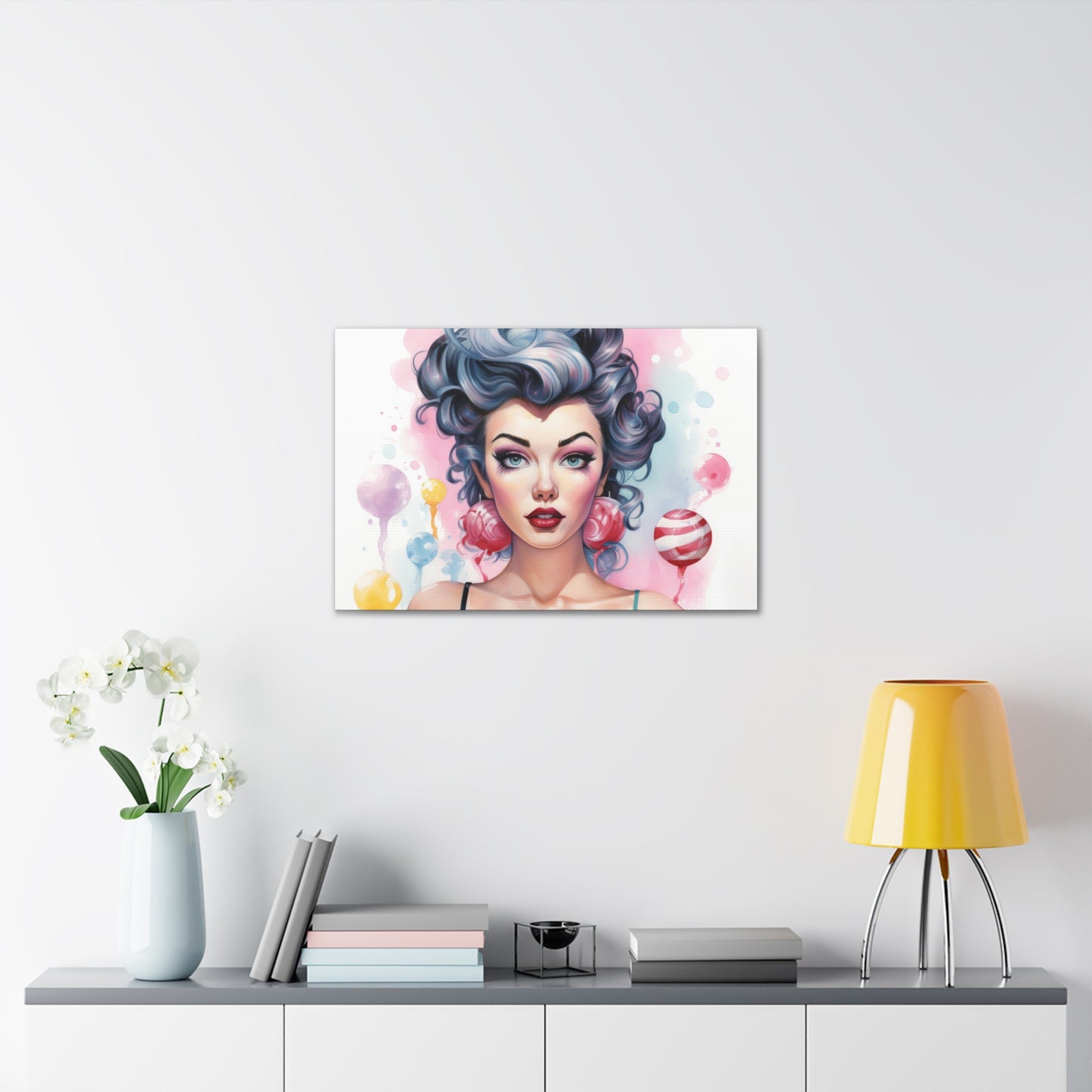 Canvas Gallery Wrapped High-Fashion Wall Art, Stylish Decor, Retro Femme Doll Pop Art – Poppy