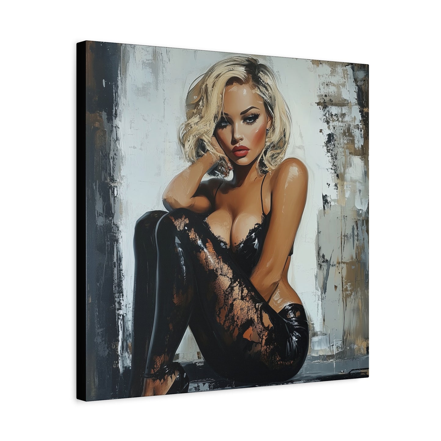 Gallery Wrapped Canvas, Guilt and Grit Adult Art Canvas, Erotic Pinup Art Canvas – Dasha