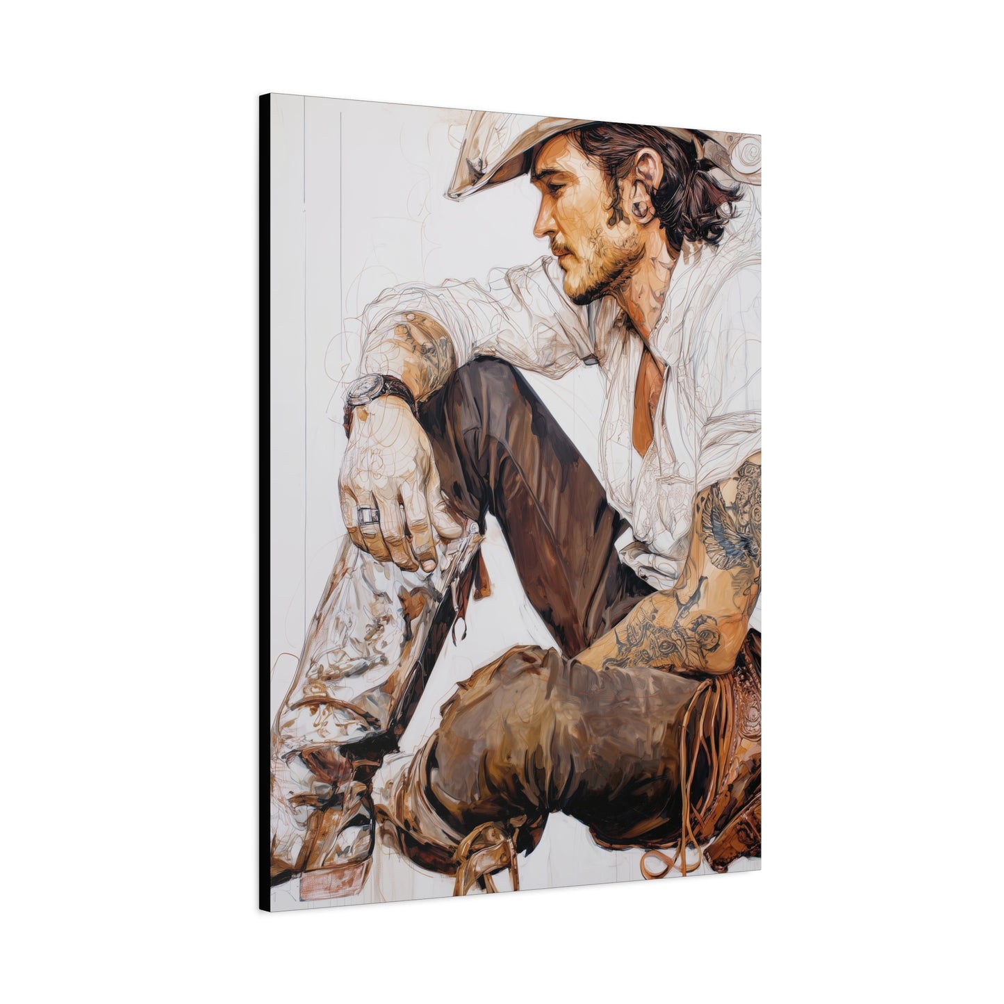 Gallery Wrapped Canvas, Wranglers and Wreckage Art Canvas, Erotic Pinup Art Canvas – Boone