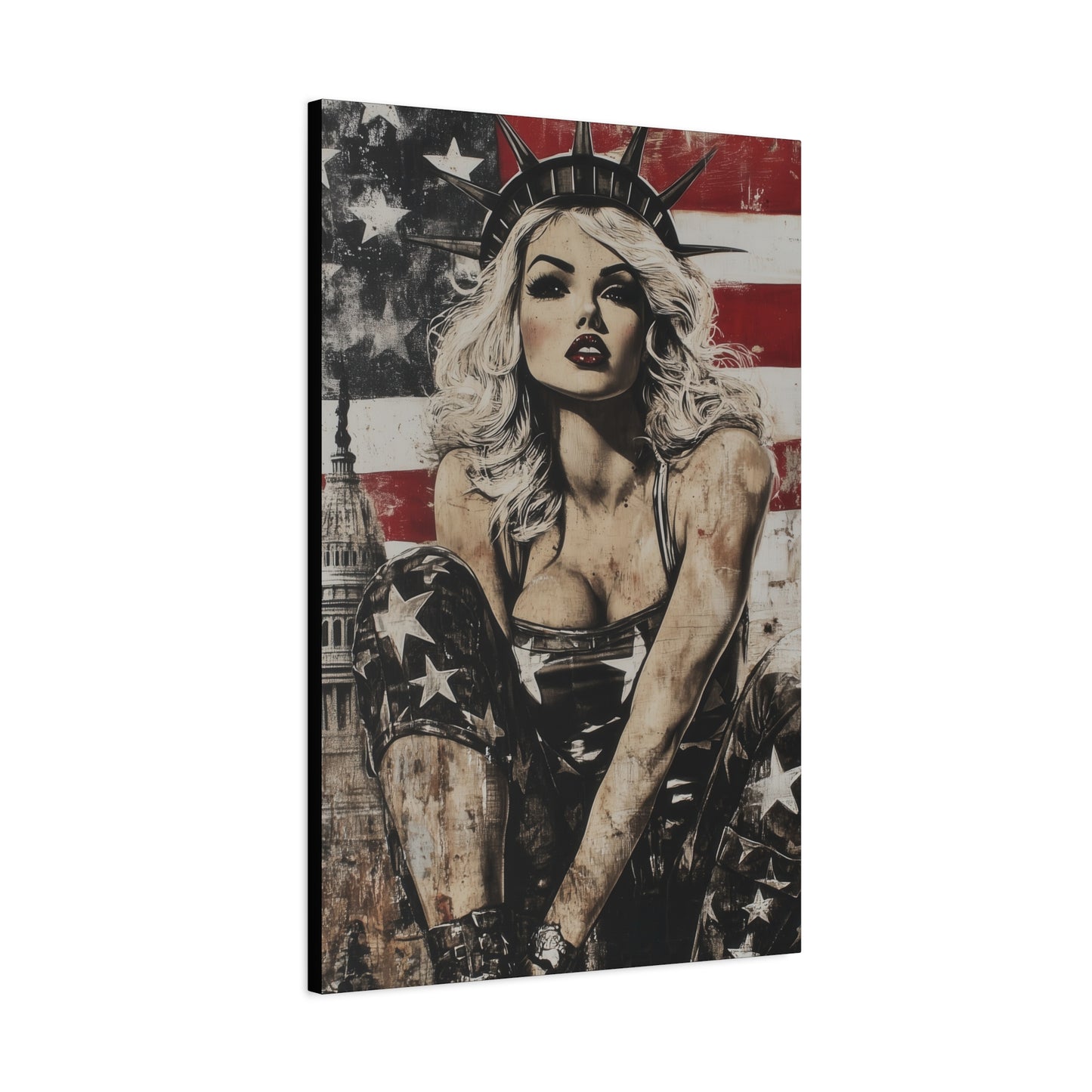 Gallery Wrapped Canvas, American Nonsense Art Canvas, Political Pinup Art Canvas – Kimberly