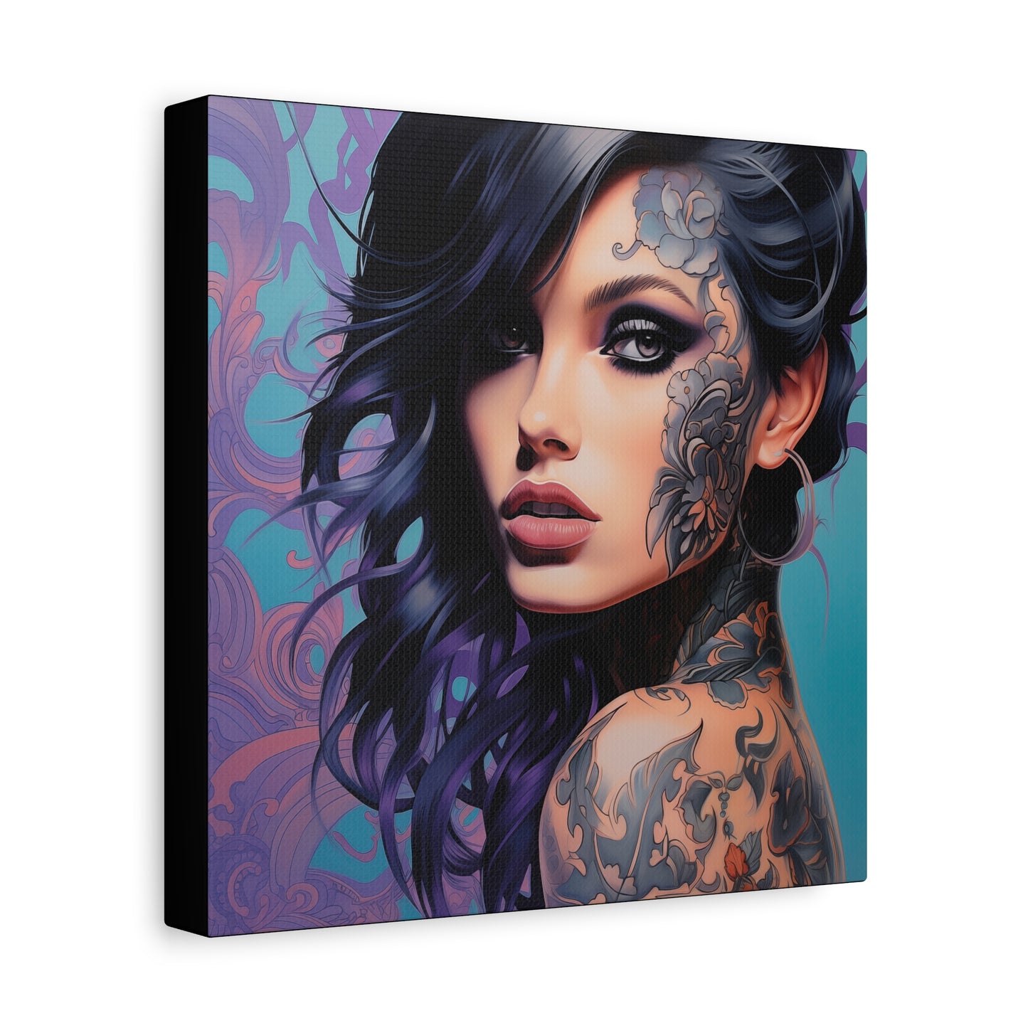 Gallery Wrapped Canvas, Edgy Tattooed Beauty, Urban Pop Art Canvas – Dominique