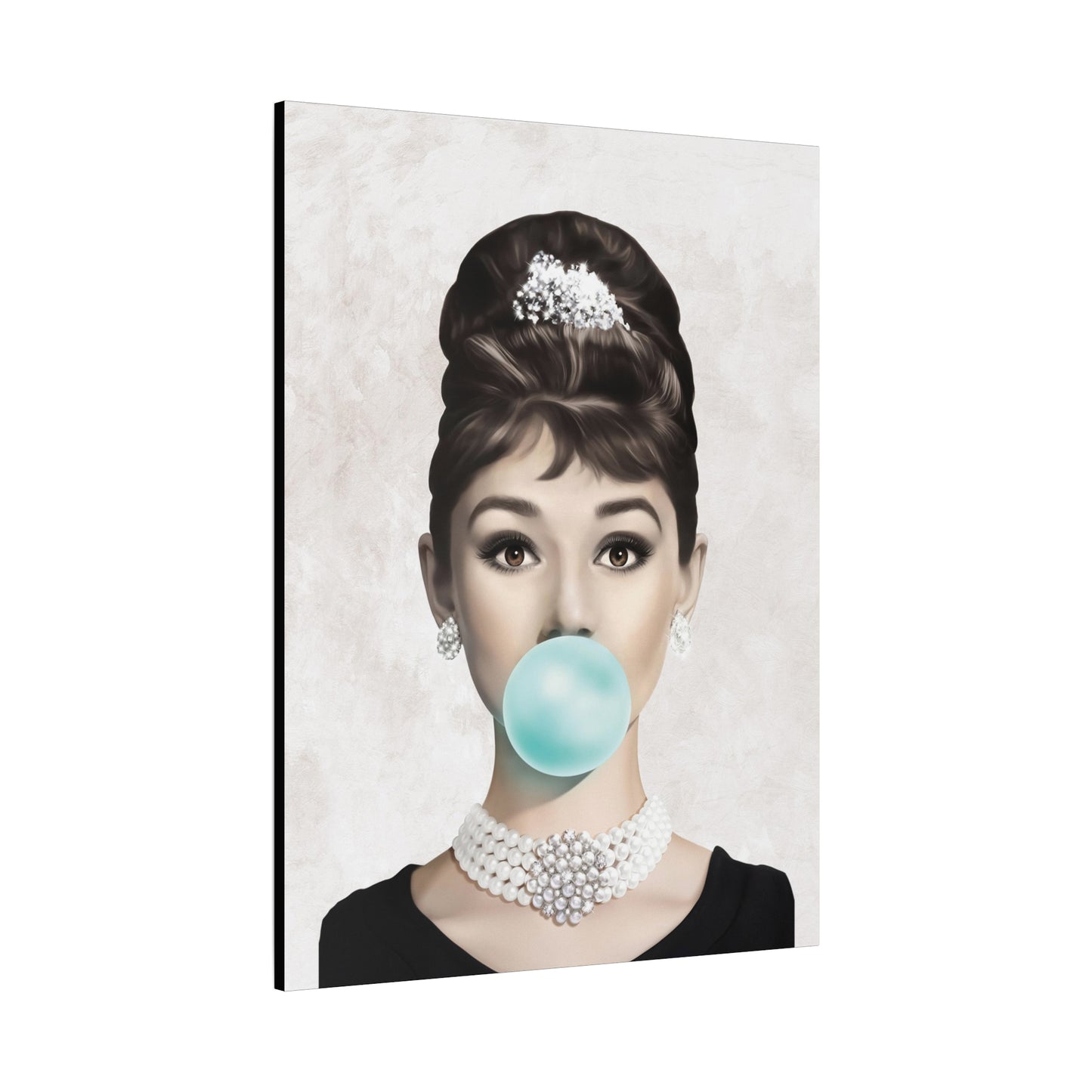Gallery Wrapped Canvas, Audrey Hepburn Art Canvas, Celebrity Diva Art Canvas – Audrey Hepburn Bubblegum