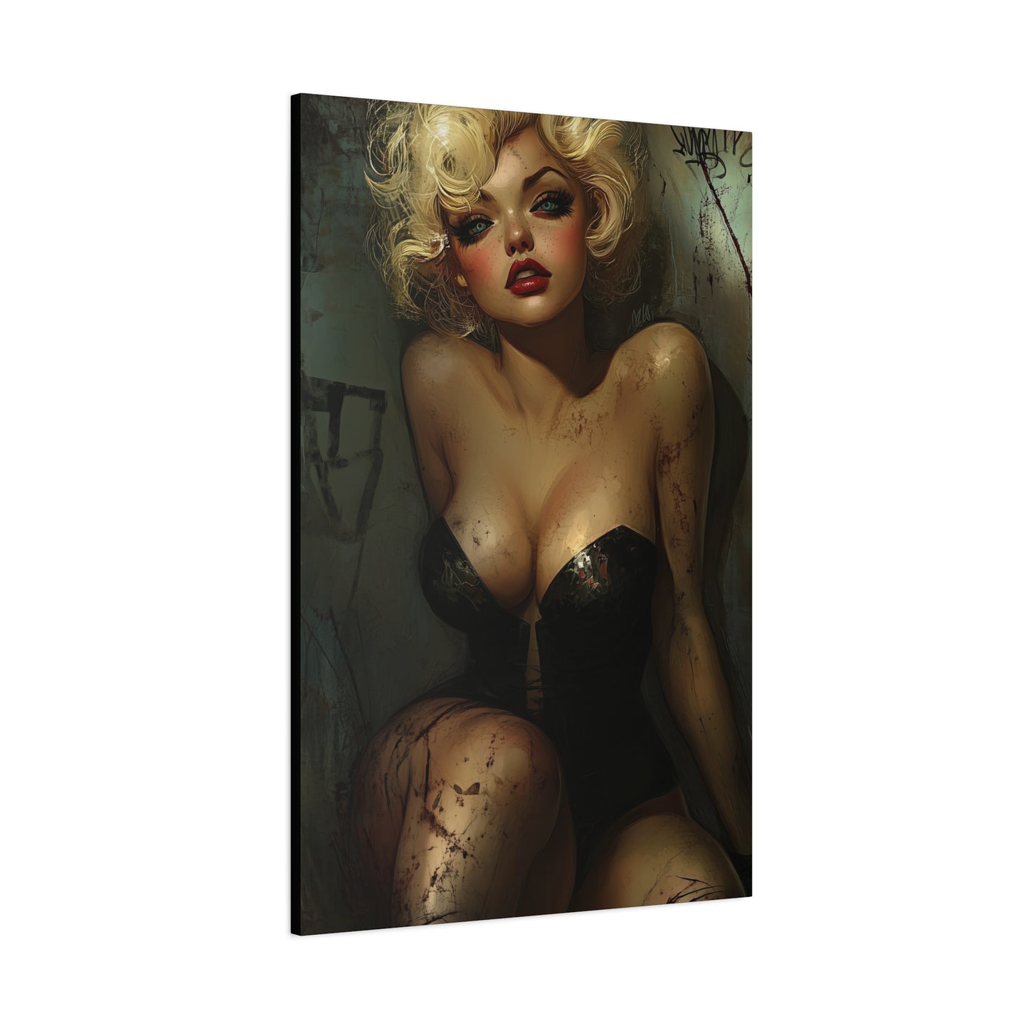 Gallery Wrapped Canvas, Guilt and Grit Adult Art Canvas, Erotic Pinup Art Canvas – Naomi