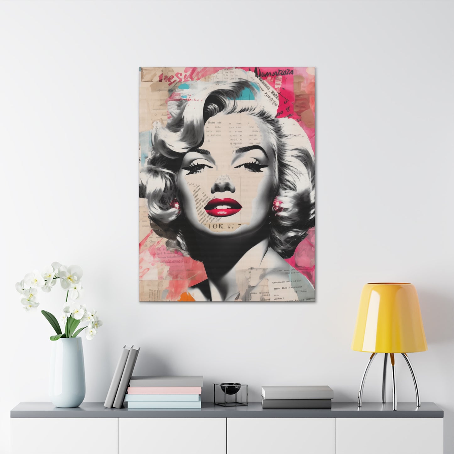 Canvas Wall Art, Gallery Wrapped Pop Art, Celebrity Wall Art – Marilyn Monroe - Newsprint