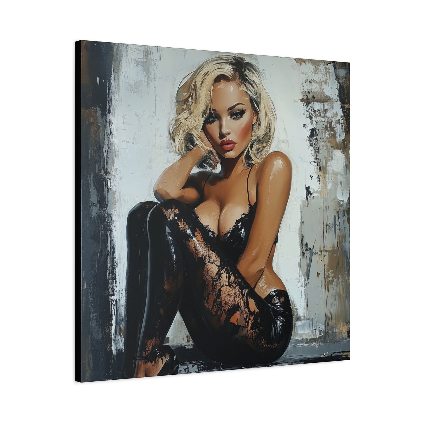 Gallery Wrapped Canvas, Guilt and Grit Adult Art Canvas, Erotic Pinup Art Canvas – Dasha