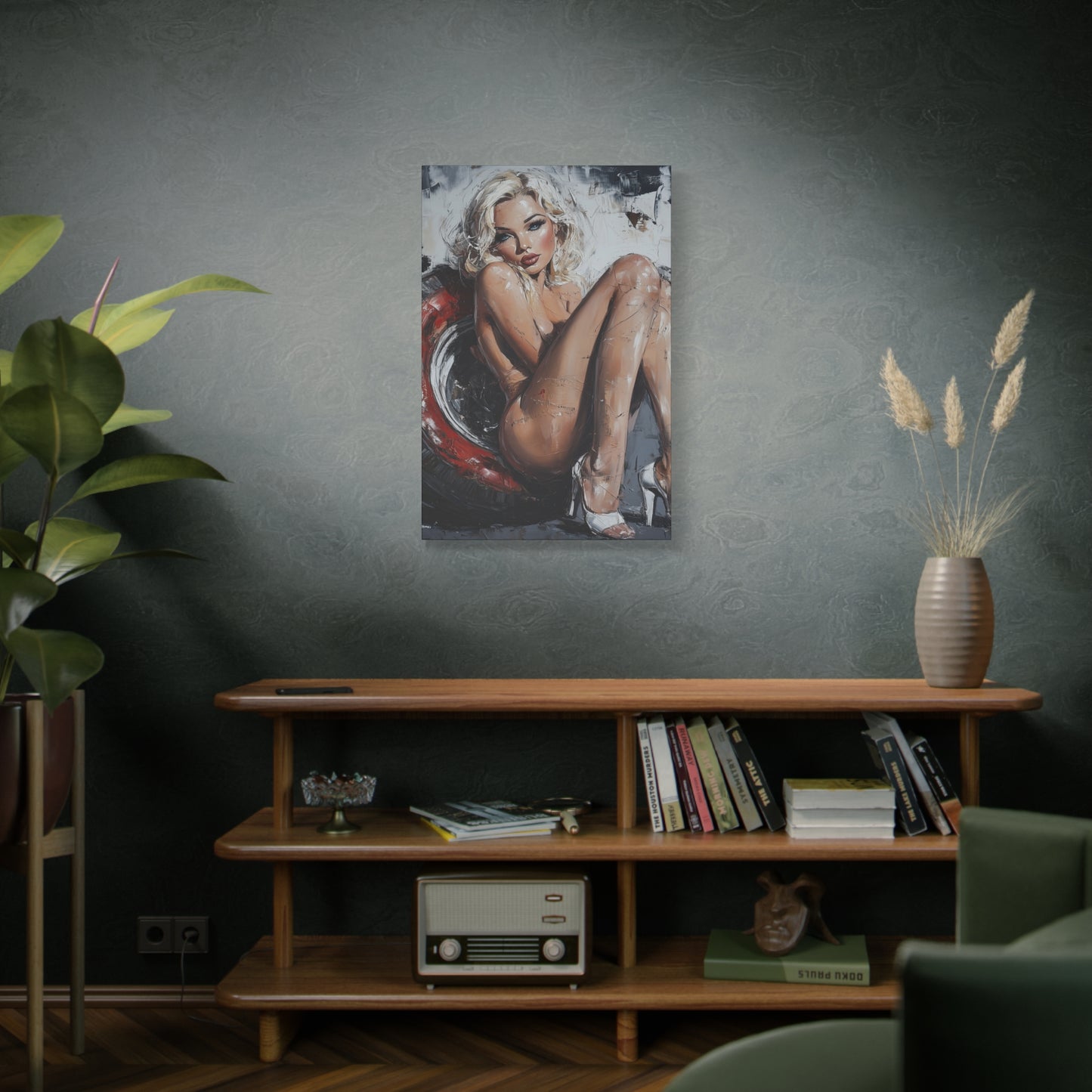 Gallery Wrapped Canvas, Guilt and Grit Adult Art Canvas, Erotic Pinup Art Canvas – Elara