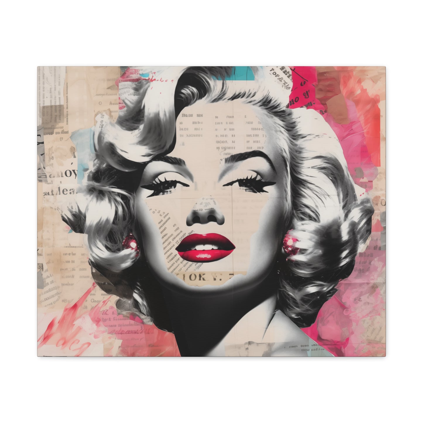 Canvas Wall Art, Gallery Wrapped Pop Art, Celebrity Wall Art – Marilyn Monroe - Newsprint