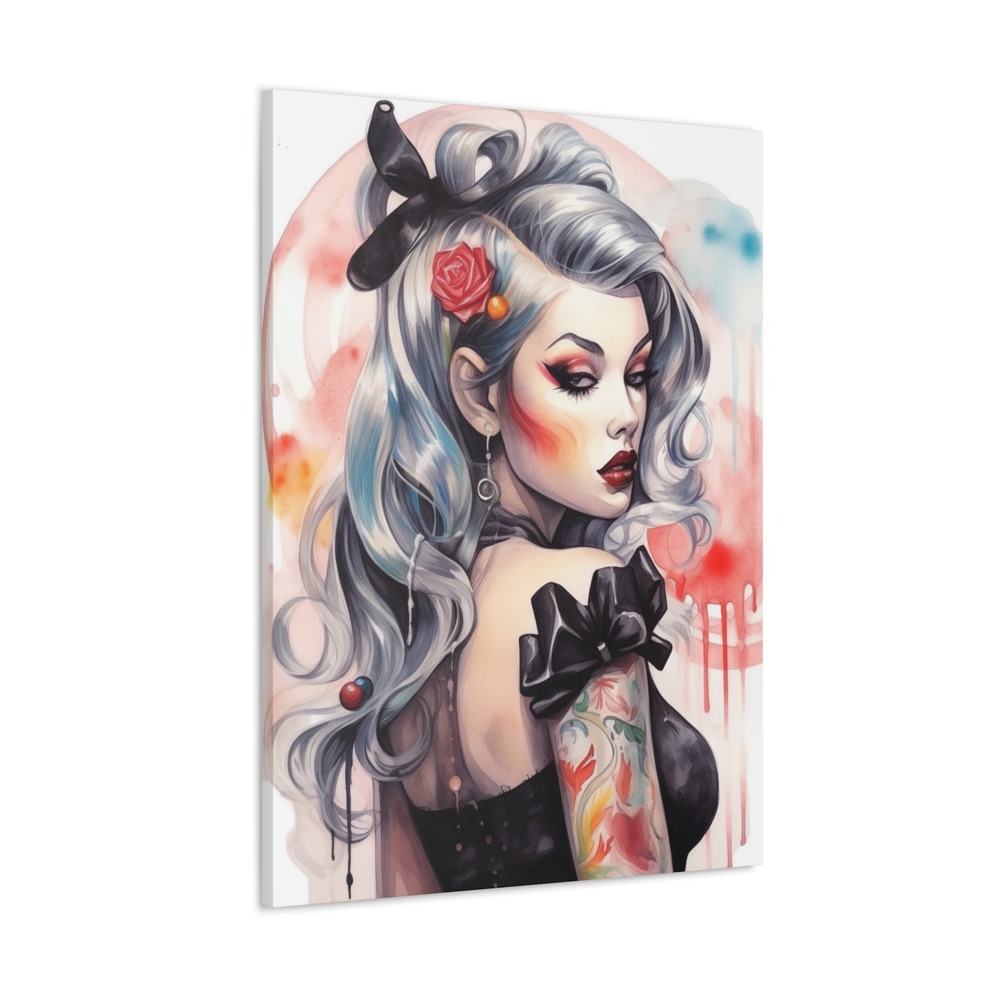 Gallery Wrapped Canvas, Edgy Tattooed Beauty, Urban Pop Art Canvas – Sabella