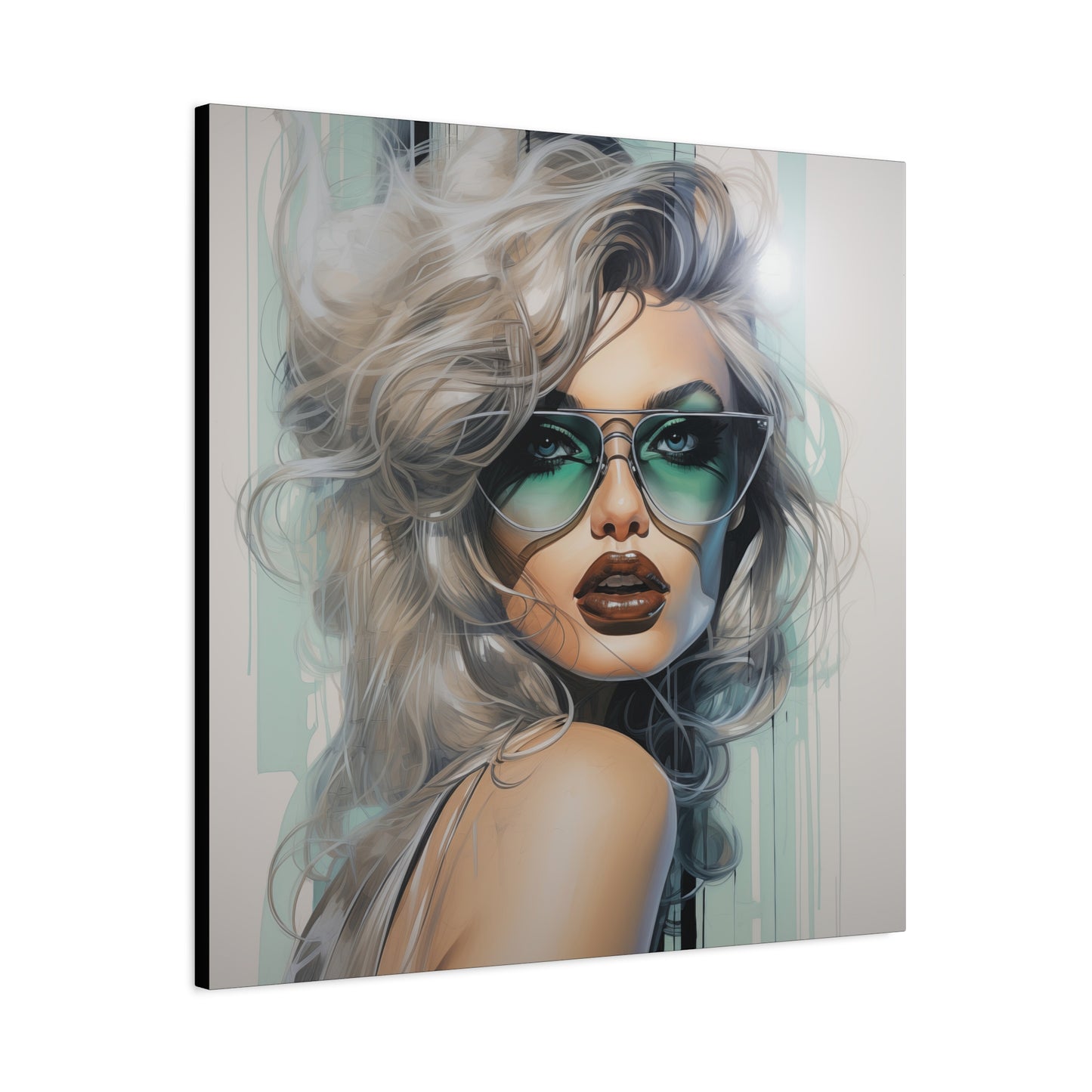 Canvas Gallery Wrapped High-Fashion Wall Art, Stylish Decor, Retro Femme Doll Pop Art – Natasha