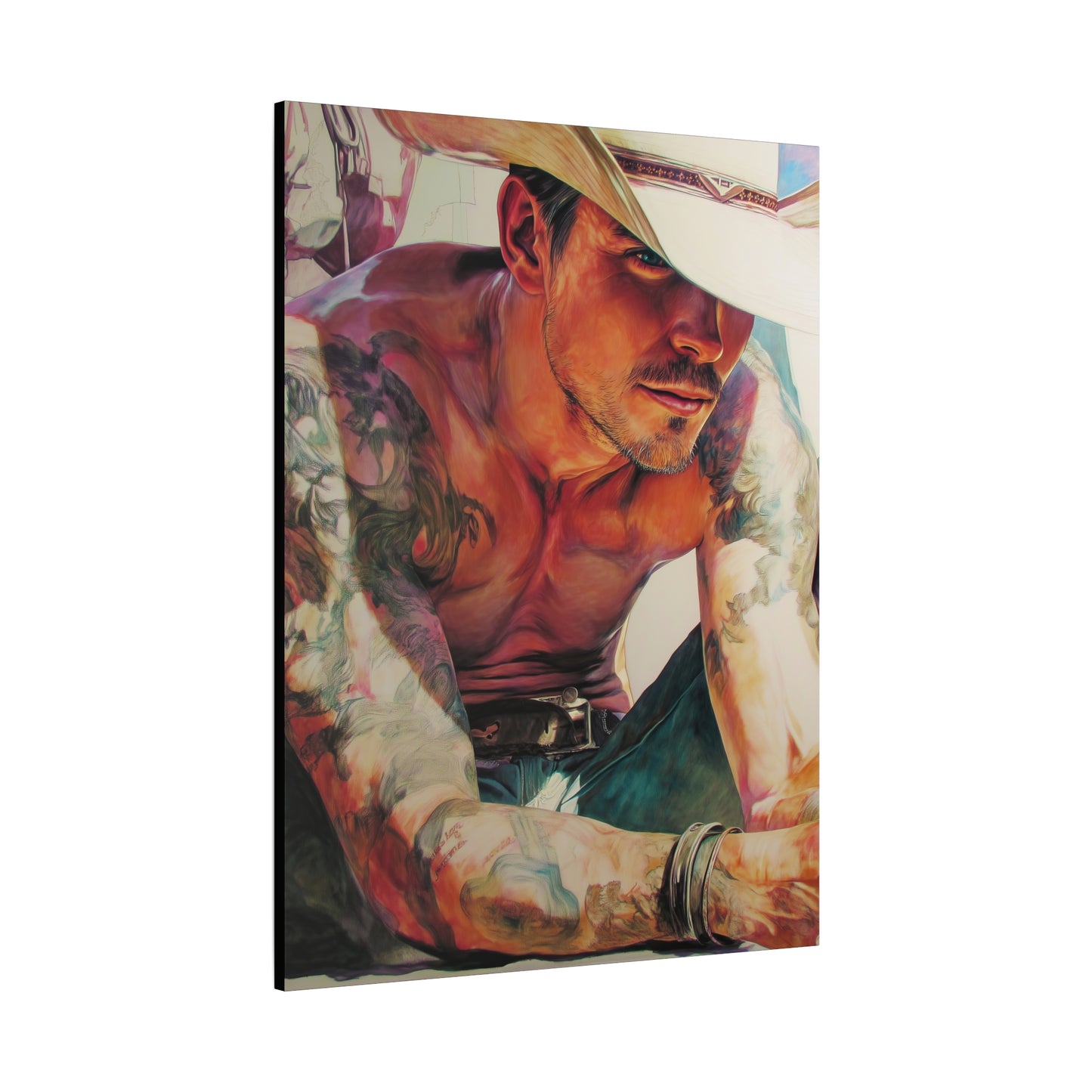 Gallery Wrapped Canvas, Wranglers and Wreckage Art Canvas, Erotic Pinup Art Canvas – Cade