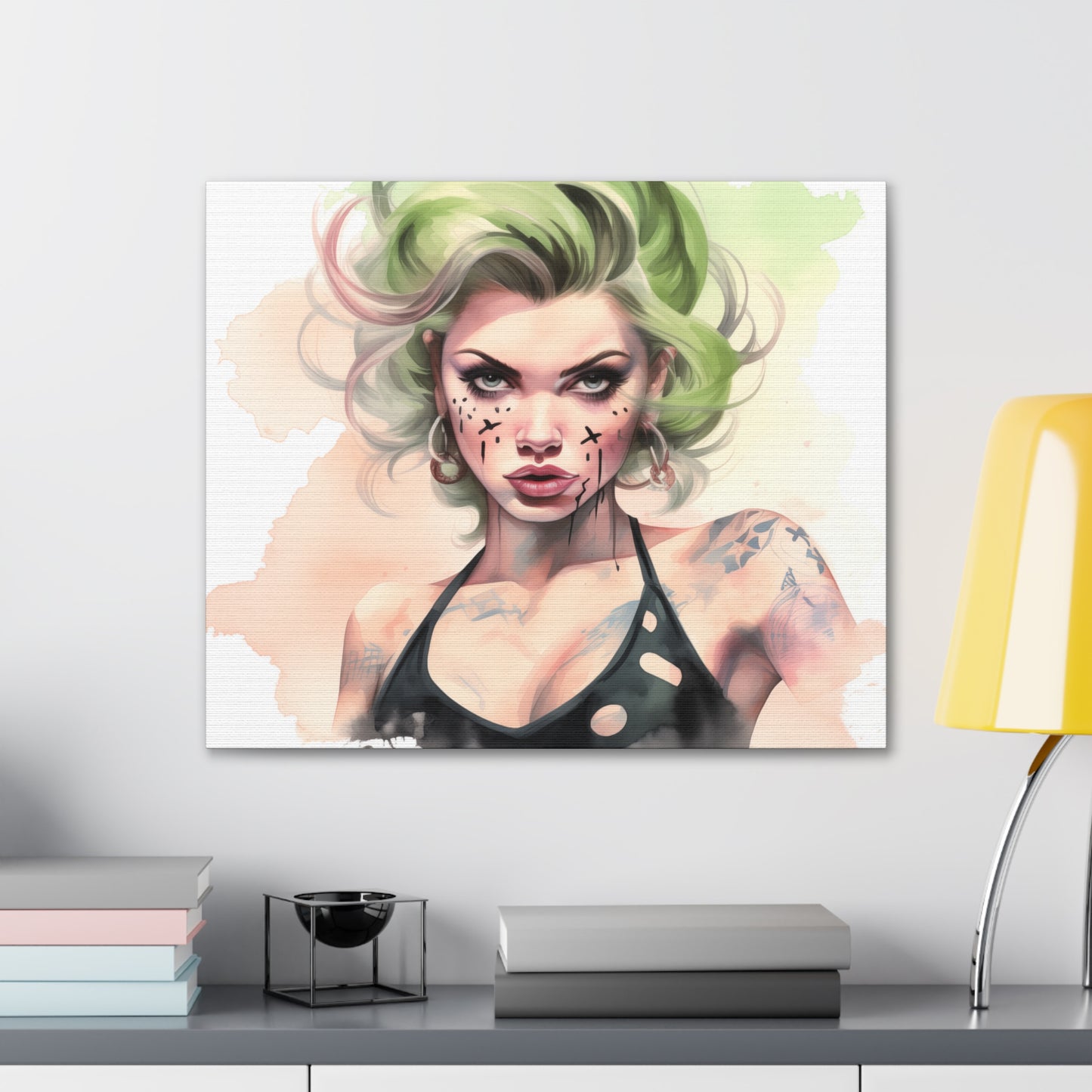Gallery Wrapped Canvas, Edgy Tattooed Beauty, Urban Pop Art Canvas – Ivy