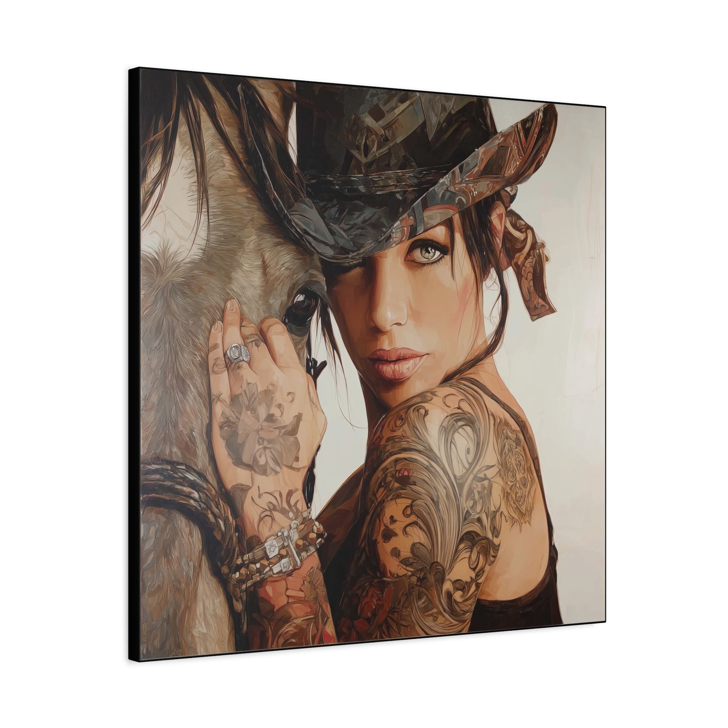 Gallery Wrapped Canvas, Wranglers and Wreckage Art Canvas, Erotic Pinup Art Canvas – Georgia