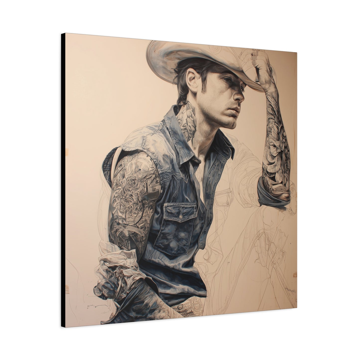 Gallery Wrapped Canvas, Wranglers and Wreckage Art Canvas, Erotic Pinup Art Canvas – Clay
