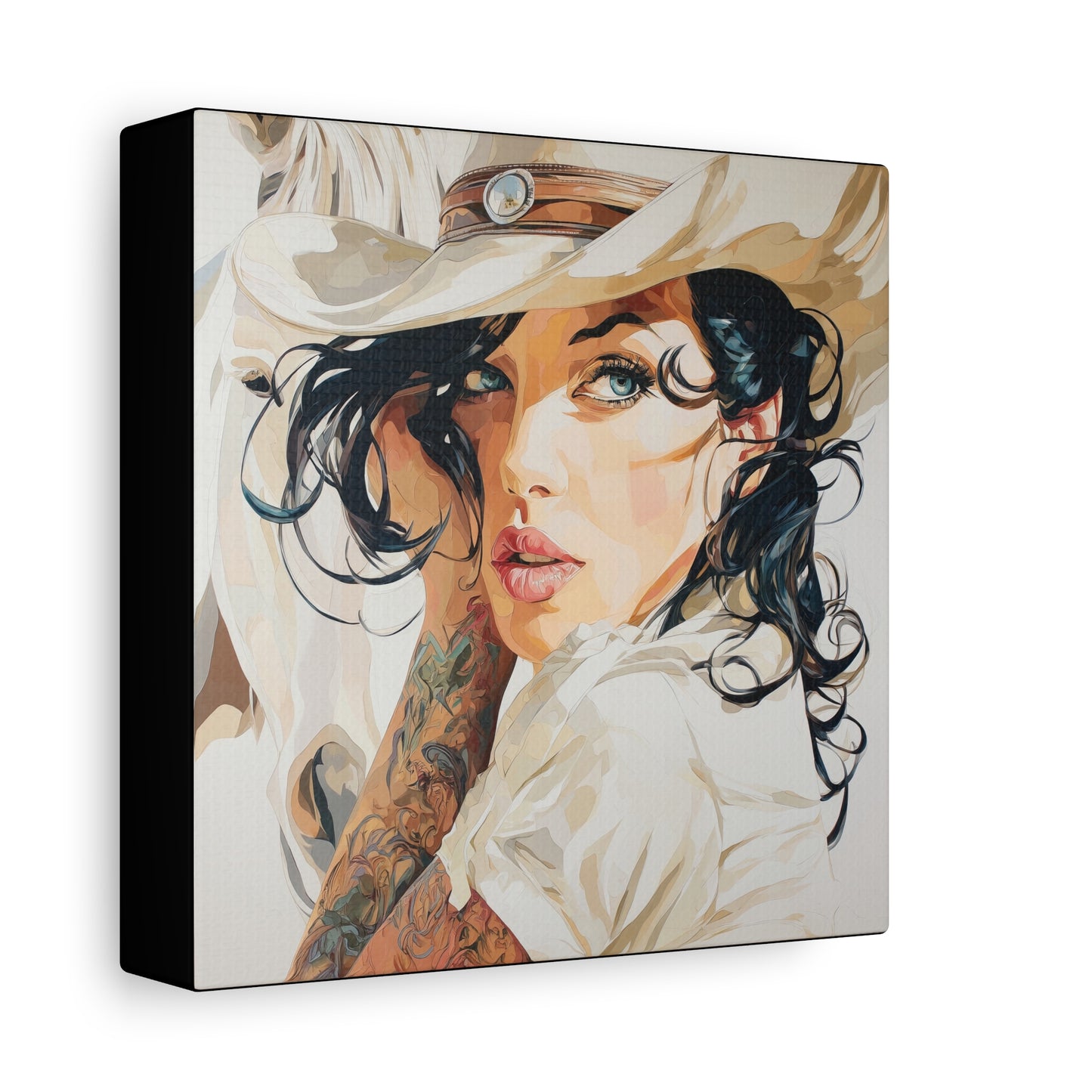 Gallery Wrapped Canvas, Wranglers and Wreckage Art Canvas, Erotic Pinup Art Canvas – Lacey