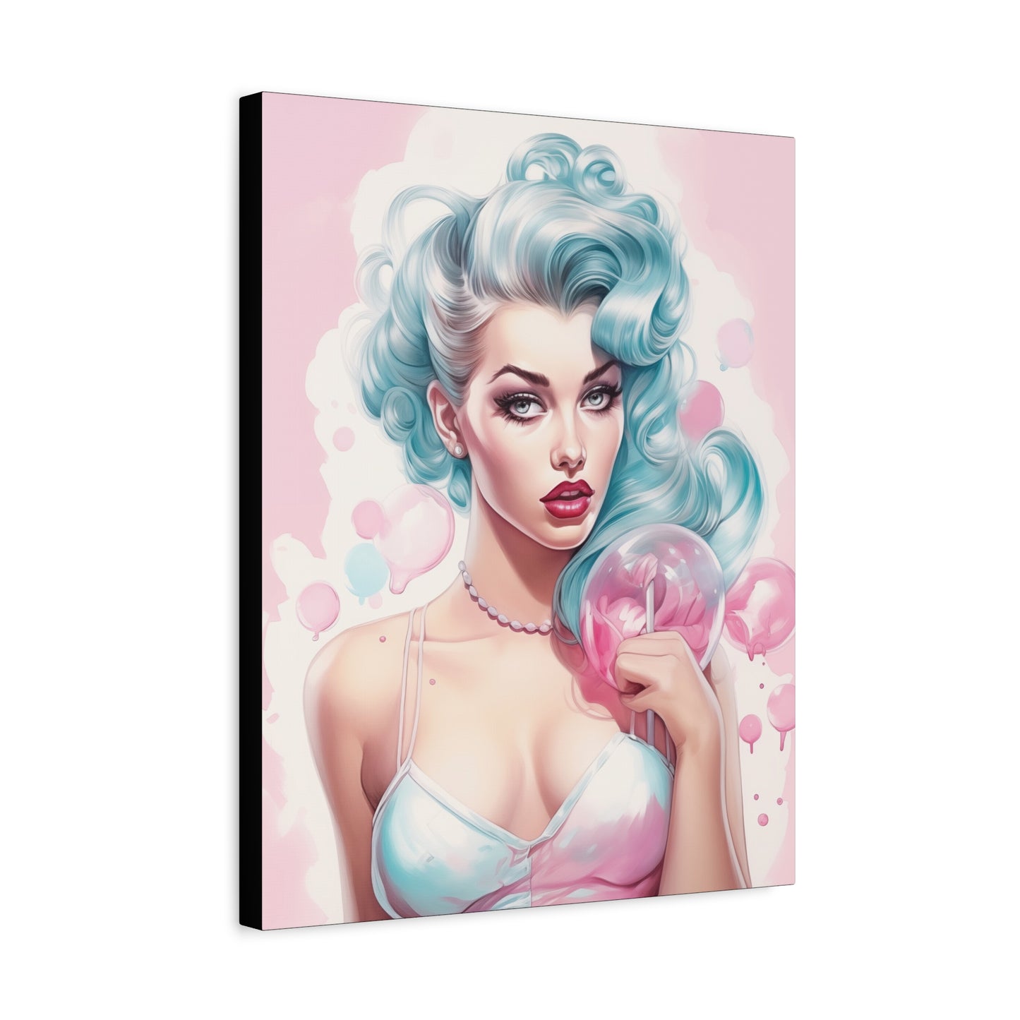 Canvas Gallery Wrapped High-Fashion Wall Art, Stylish Decor, Retro Femme Doll Pop Art – Tessa