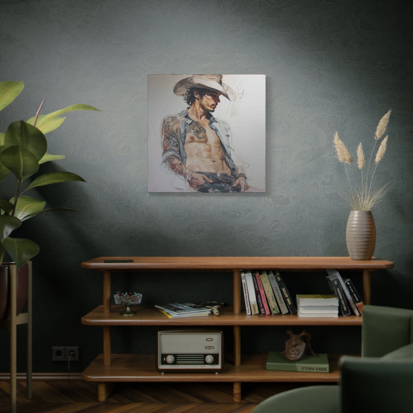 Gallery Wrapped Canvas, Wranglers and Wreckage Art Canvas, Erotic Pinup Art Canvas – Sawyer