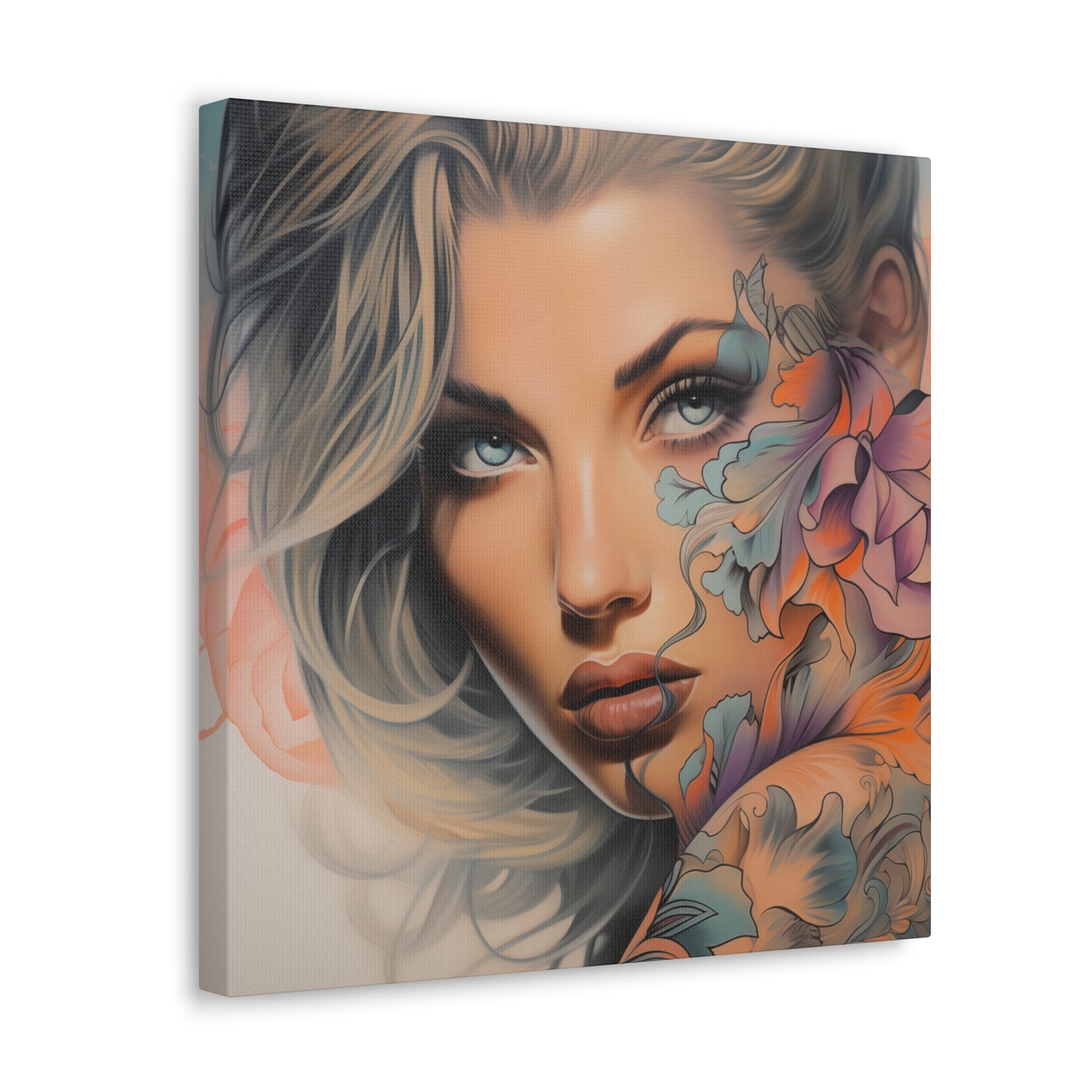 Gallery Wrapped Canvas, Edgy Tattooed Beauty, Urban Pop Art Canvas – Bella