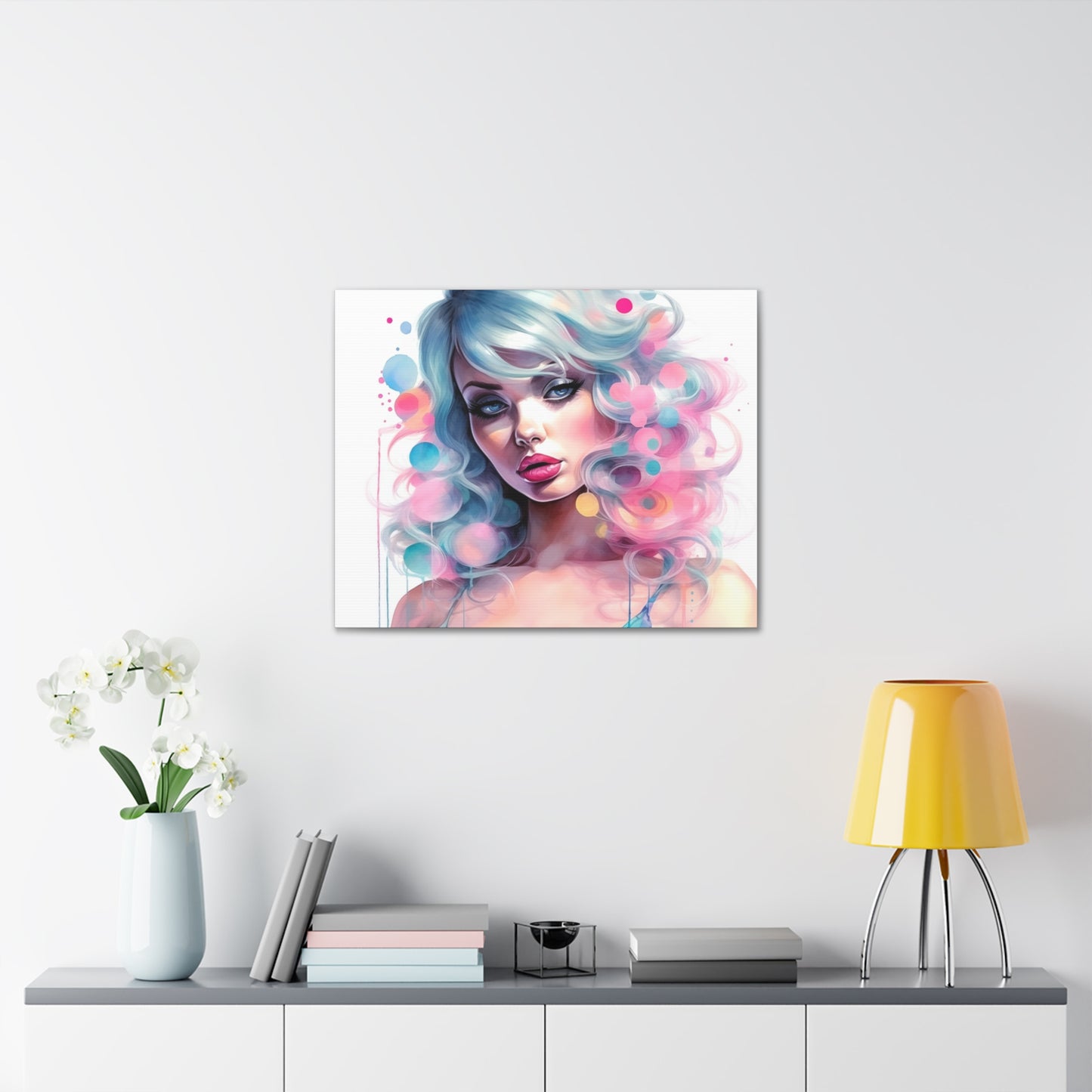 Canvas Gallery Wrapped High-Fashion Wall Art, Stylish Decor, Retro Femme Doll Pop Art – Sylvie