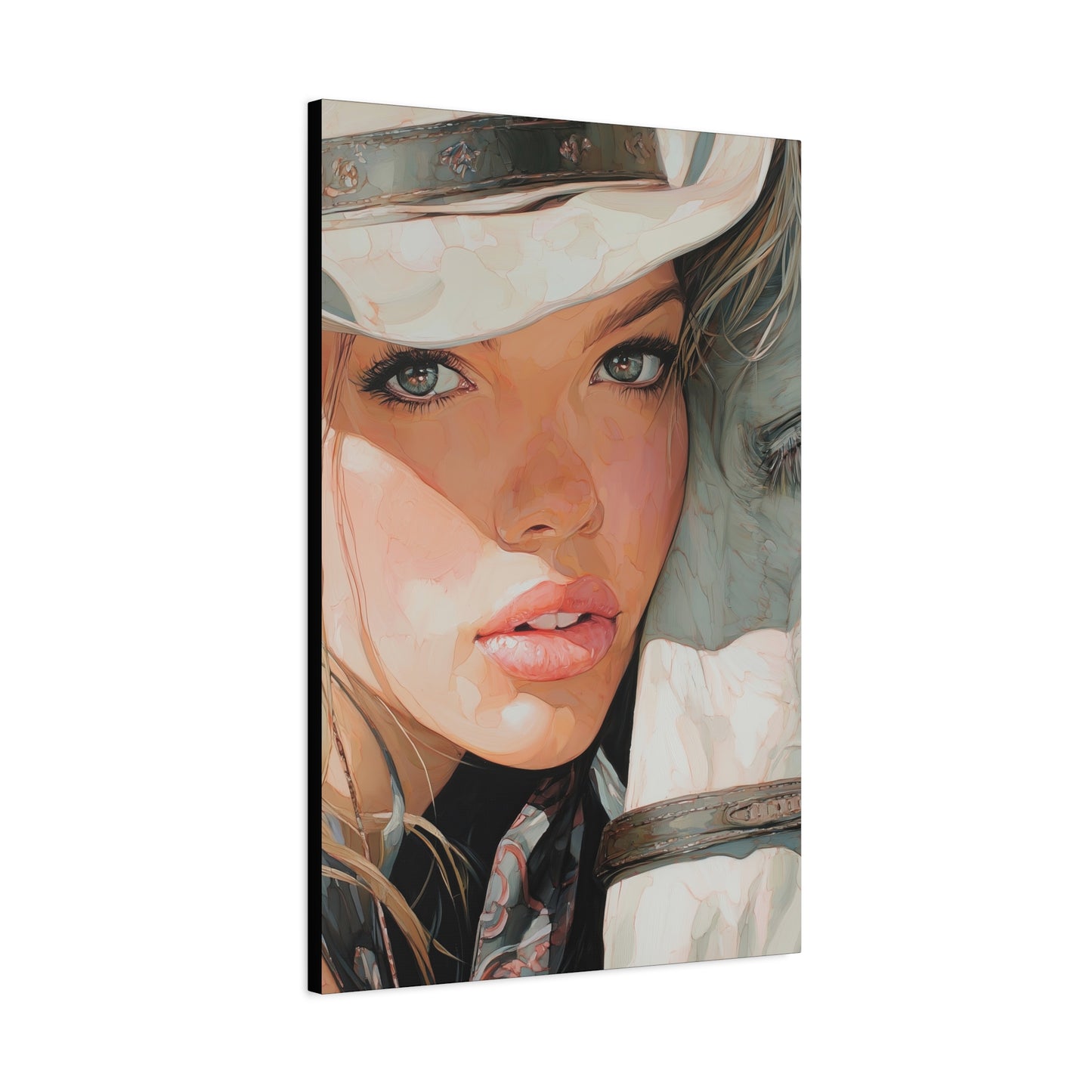 Gallery Wrapped Canvas, Wranglers and Wreckage Art Canvas, Erotic Pinup Art Canvas – Jolene