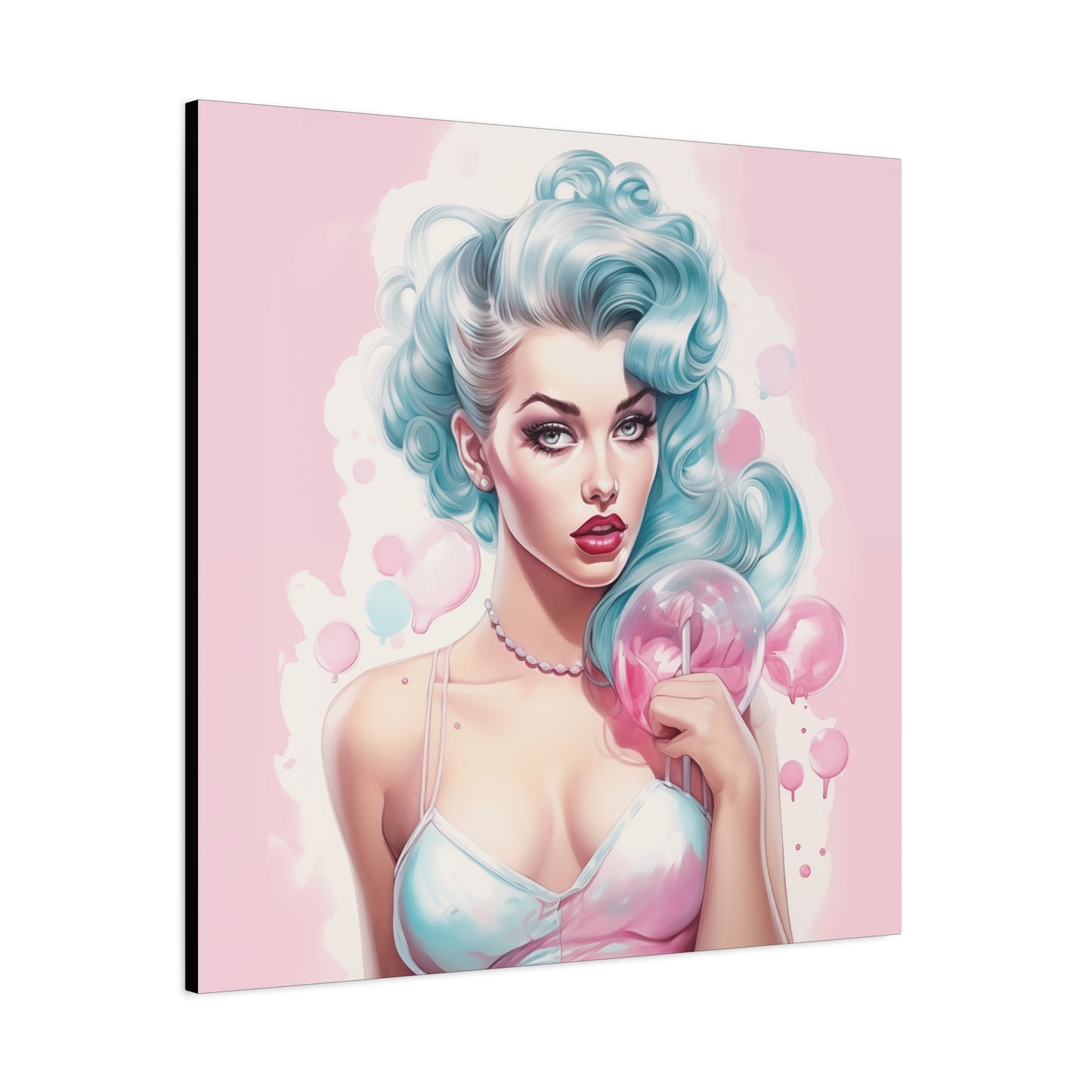 Canvas Gallery Wrapped High-Fashion Wall Art, Stylish Decor, Retro Femme Doll Pop Art – Tessa