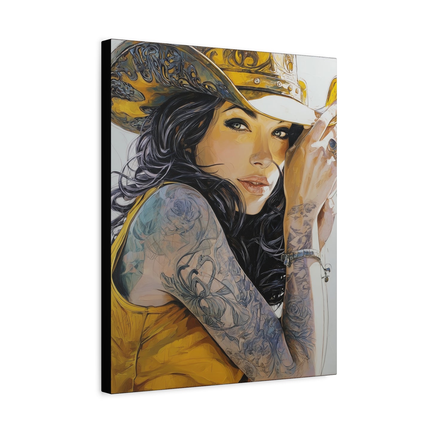 Gallery Wrapped Canvas, Wranglers and Wreckage Art Canvas, Erotic Pinup Art Canvas – Delilah