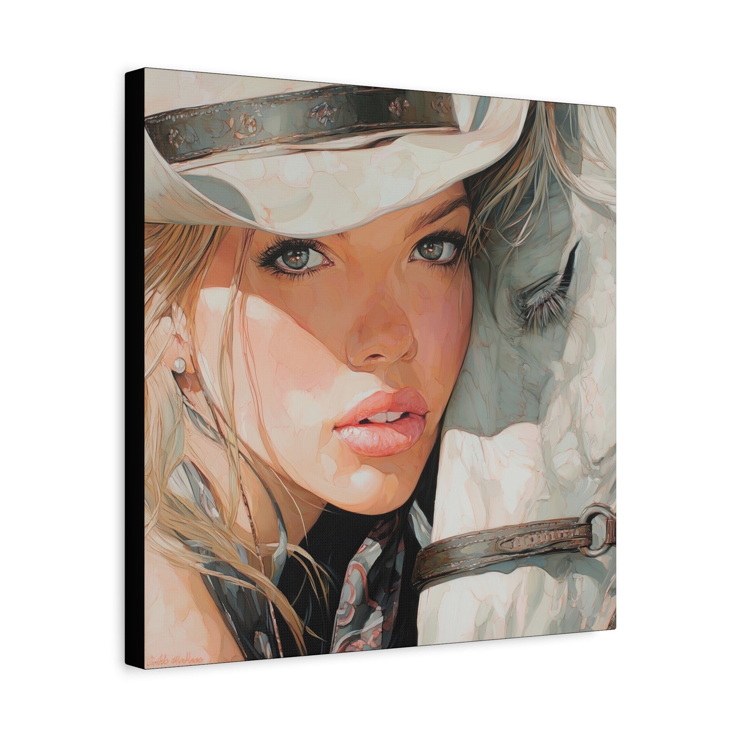 Gallery Wrapped Canvas, Wranglers and Wreckage Art Canvas, Erotic Pinup Art Canvas – Jolene
