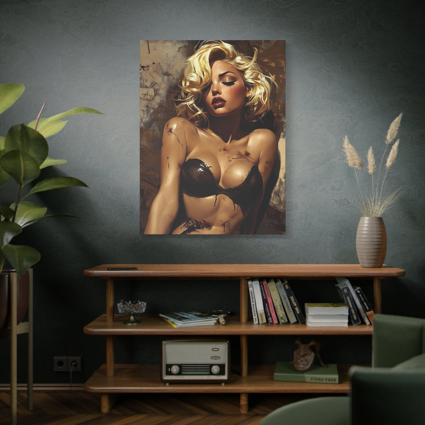 Gallery Wrapped Canvas, Guilt and Grit Adult Art Canvas, Erotic Pinup Art Canvas – Mira
