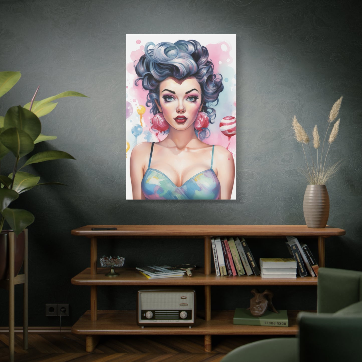 Canvas Gallery Wrapped High-Fashion Wall Art, Stylish Decor, Retro Femme Doll Pop Art – Poppy