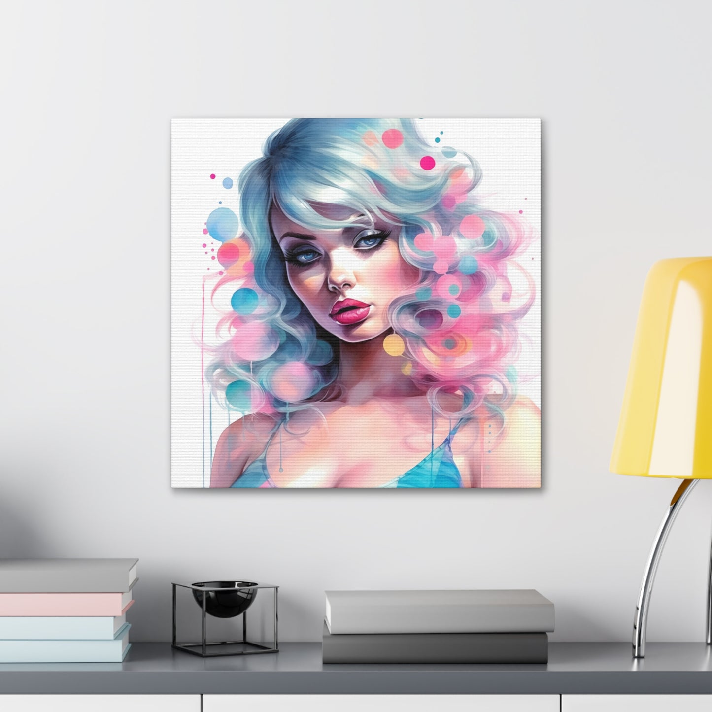 Canvas Gallery Wrapped High-Fashion Wall Art, Stylish Decor, Retro Femme Doll Pop Art – Sylvie
