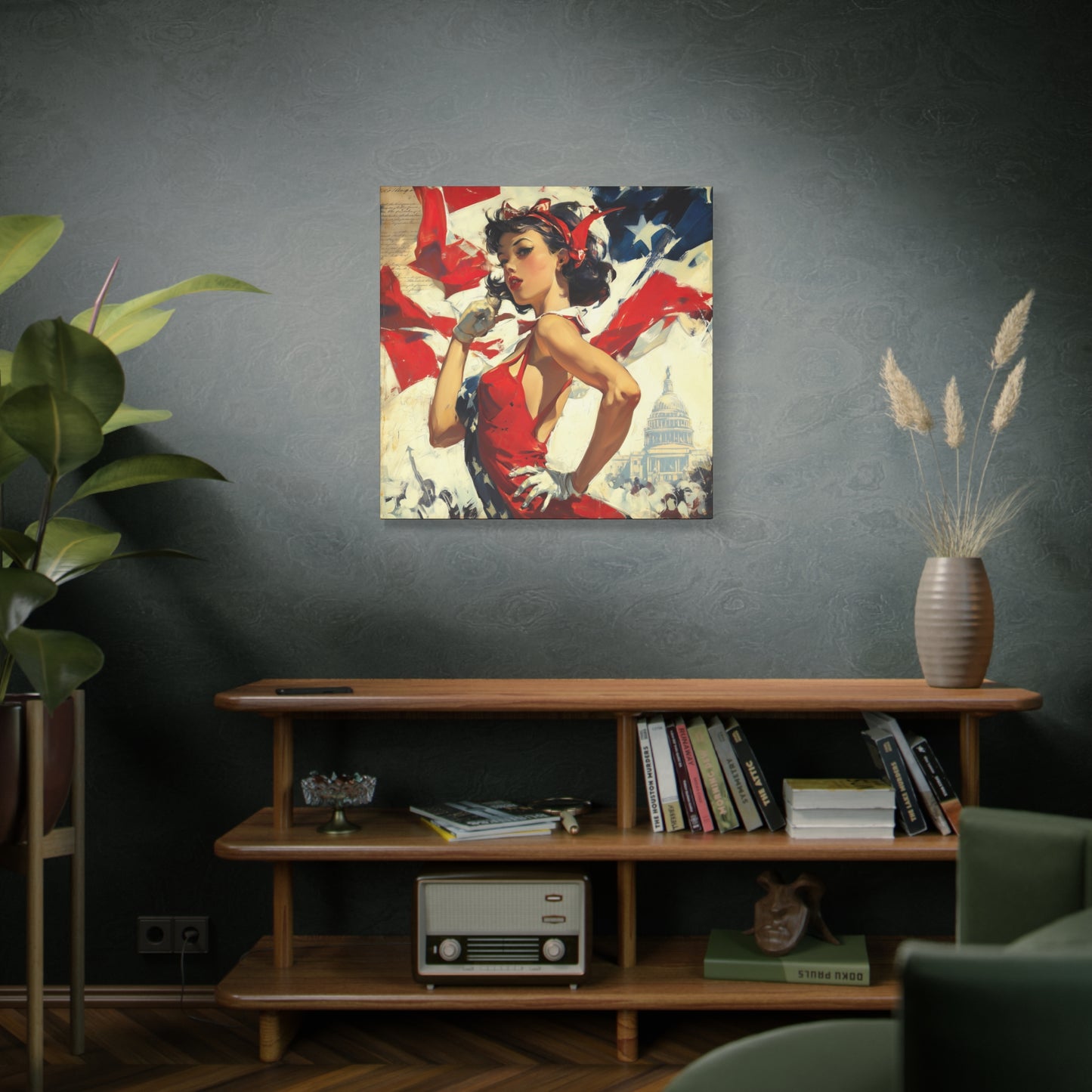 Gallery Wrapped Canvas, American Nonsense Art Canvas, Political Pinup Art Canvas - Mindy