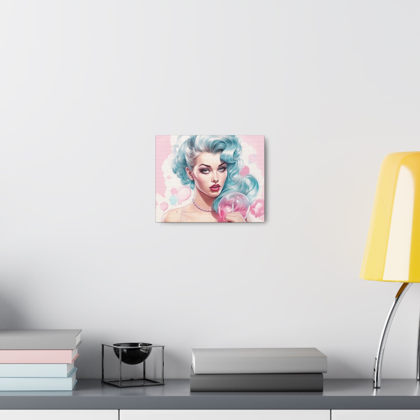 Canvas Gallery Wrapped High-Fashion Wall Art, Stylish Decor, Retro Femme Doll Pop Art – Tessa