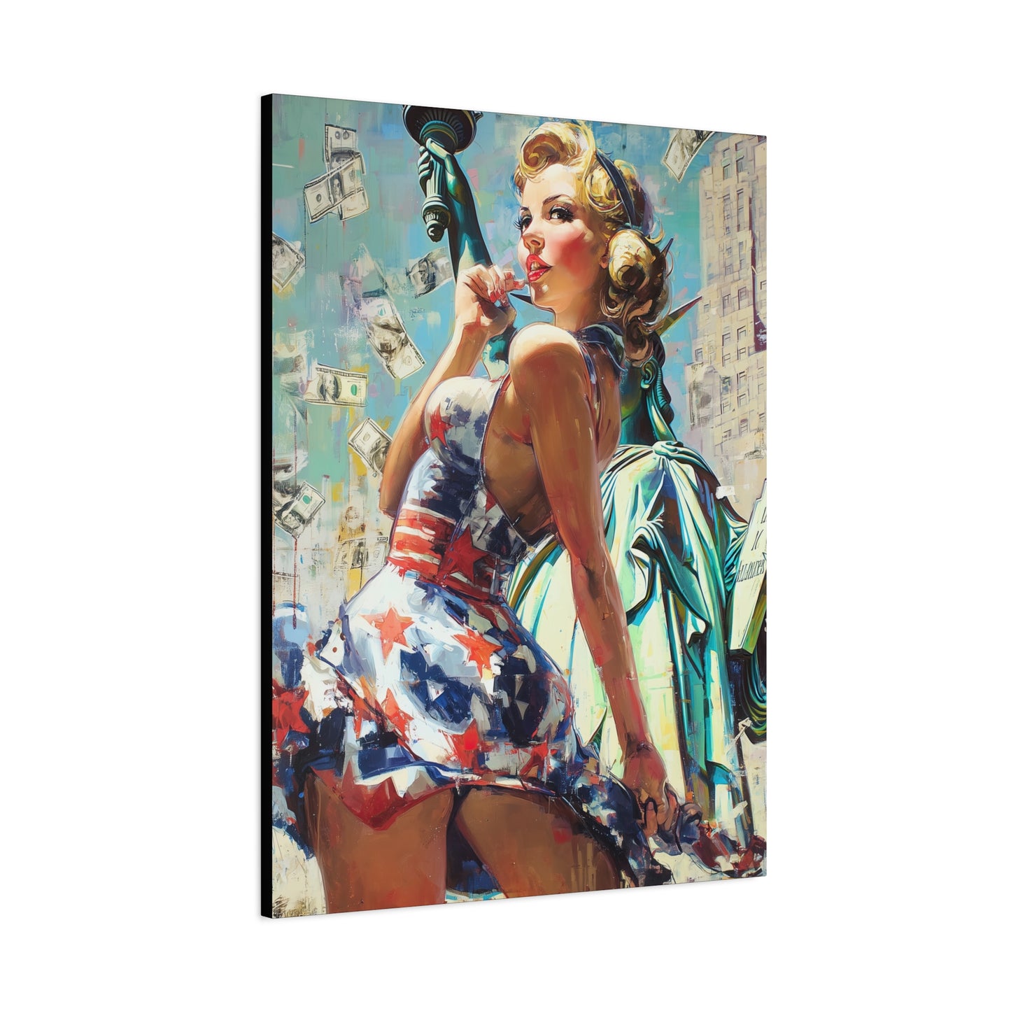 Gallery Wrapped Canvas, American Nonsense Art Canvas, Political Pinup Art Canvas – Bonnie