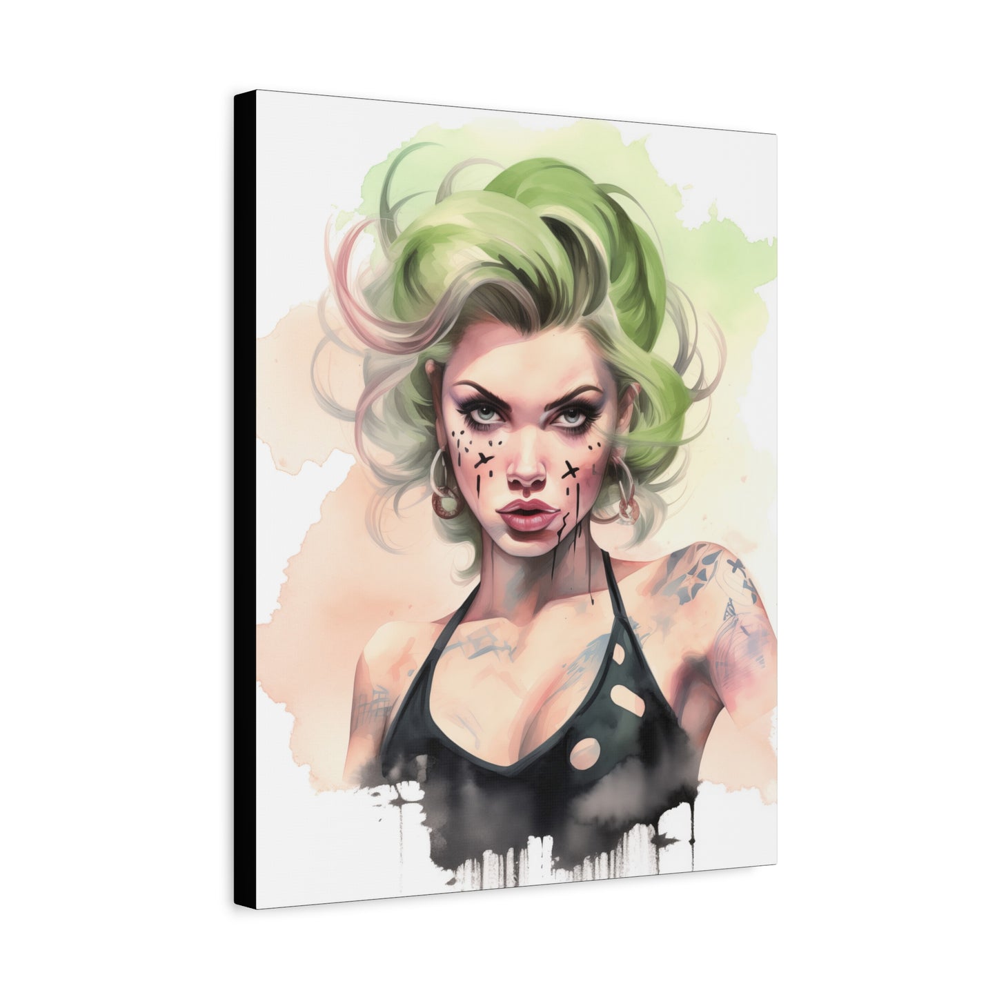 Gallery Wrapped Canvas, Edgy Tattooed Beauty, Urban Pop Art Canvas – Ivy
