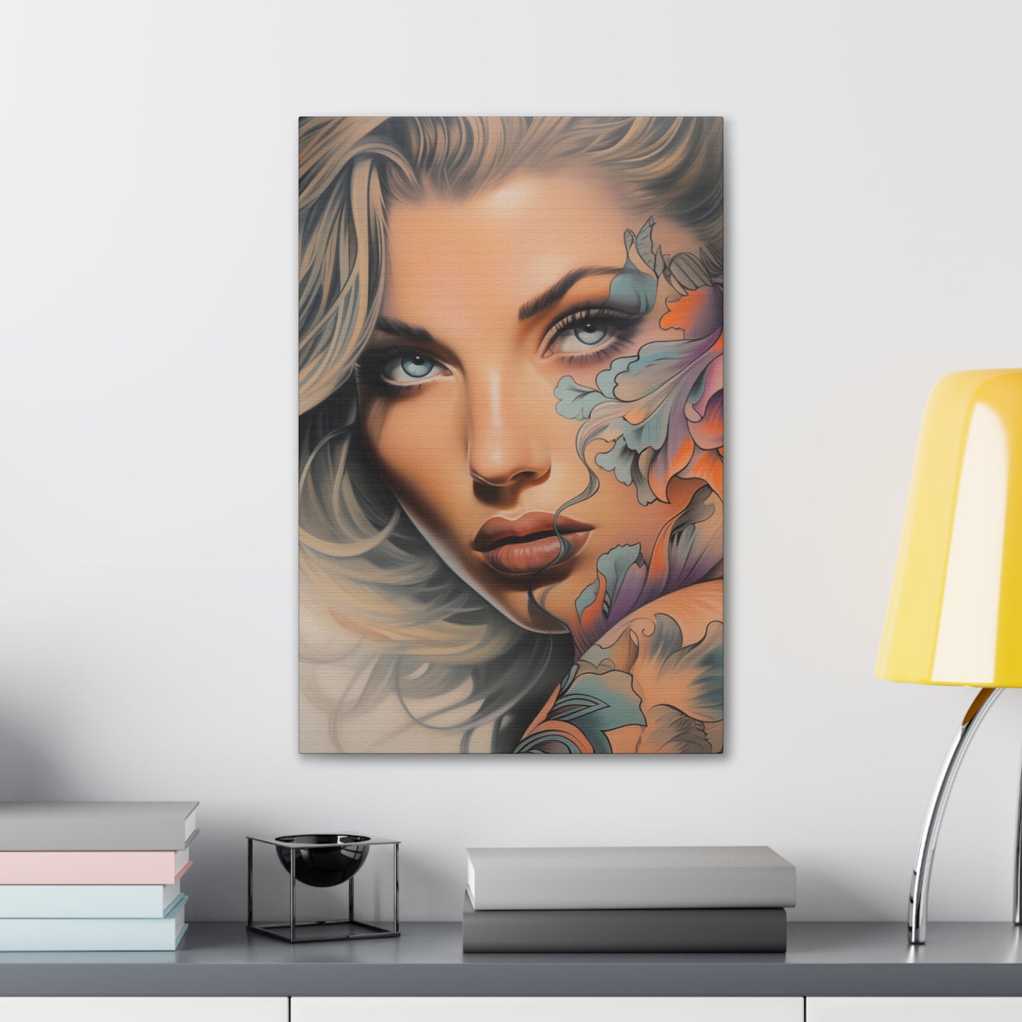 Gallery Wrapped Canvas, Edgy Tattooed Beauty, Urban Pop Art Canvas – Bella