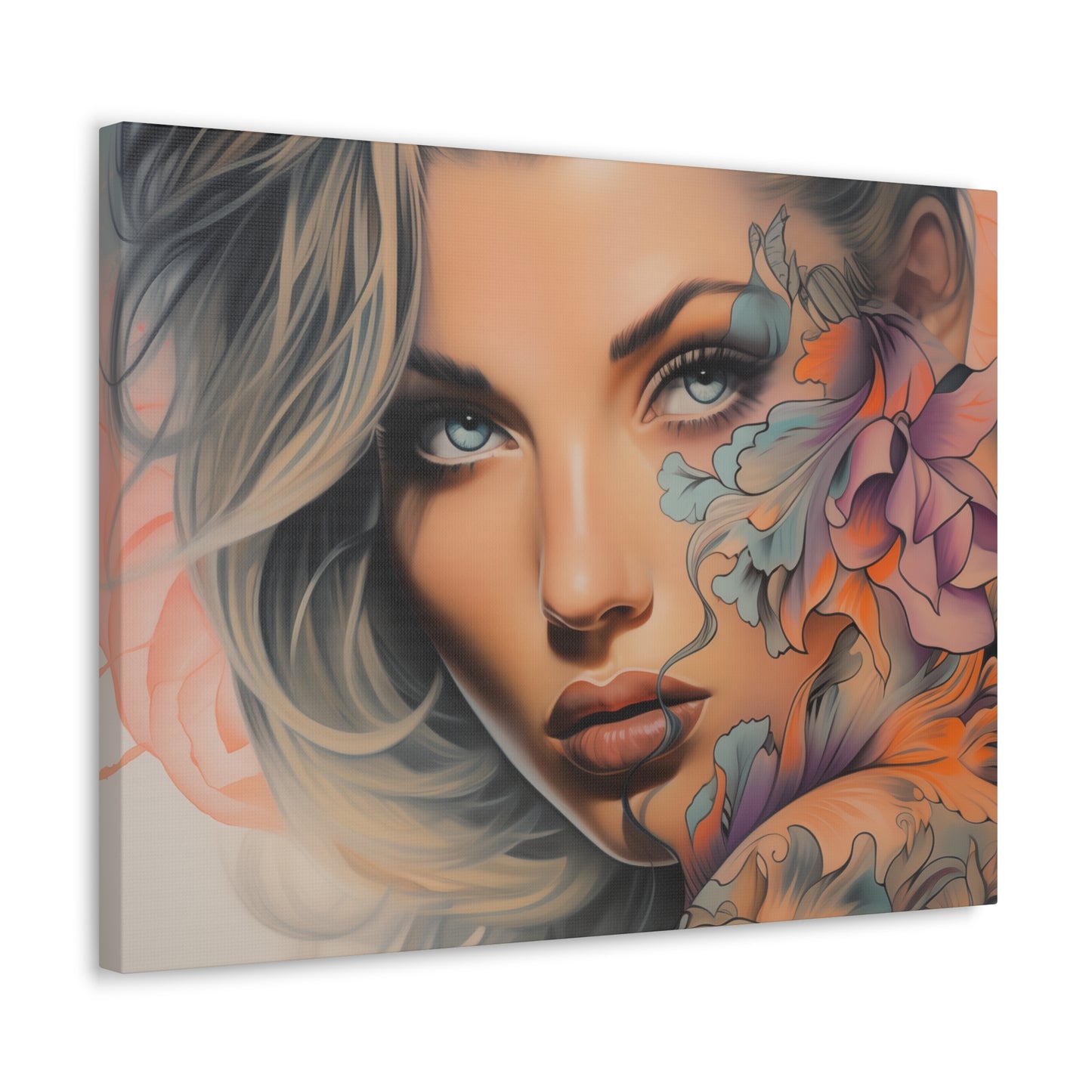 Gallery Wrapped Canvas, Edgy Tattooed Beauty, Urban Pop Art Canvas – Bella