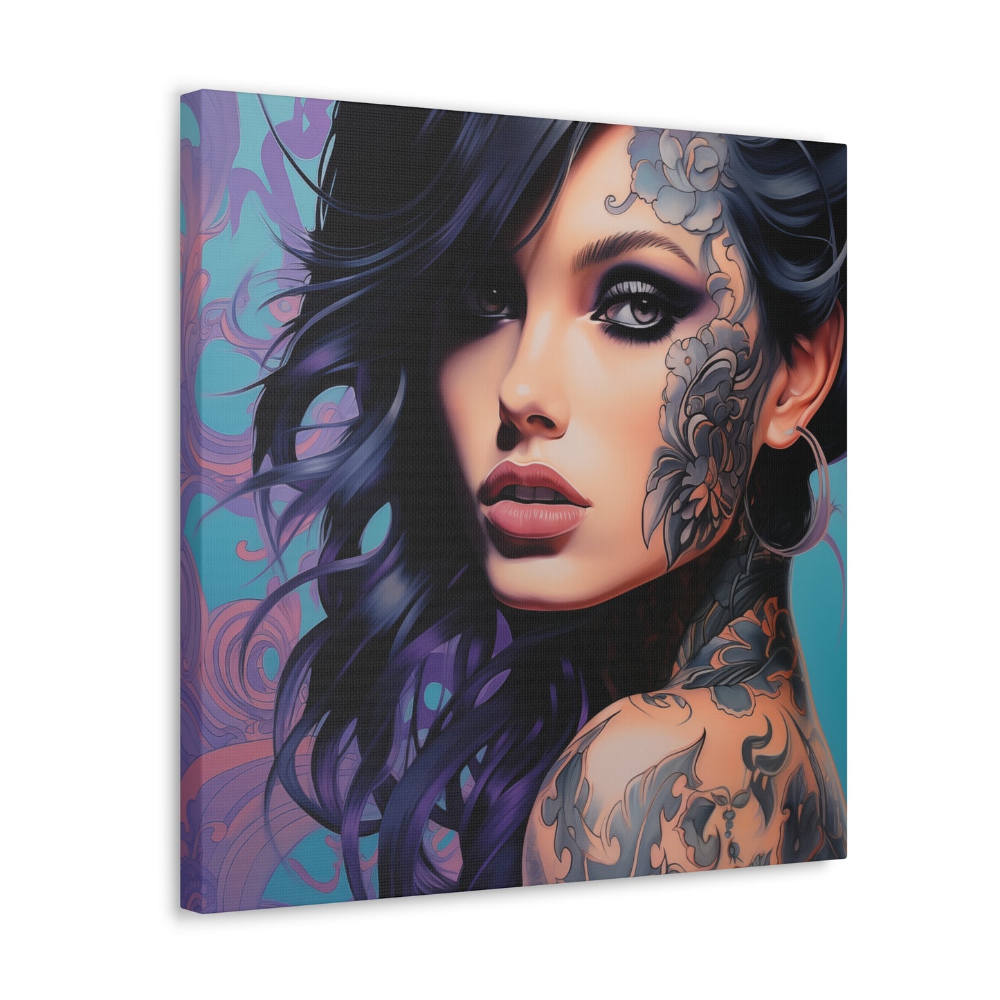 Gallery Wrapped Canvas, Edgy Tattooed Beauty, Urban Pop Art Canvas – Dominique