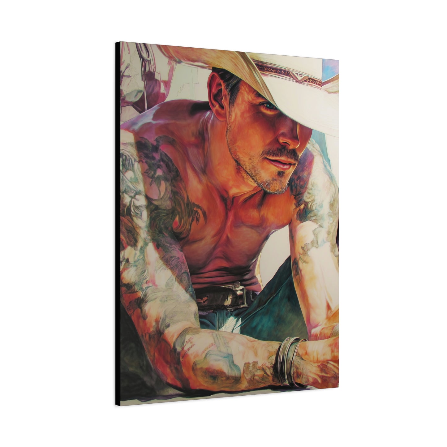 Gallery Wrapped Canvas, Wranglers and Wreckage Art Canvas, Erotic Pinup Art Canvas – Cade