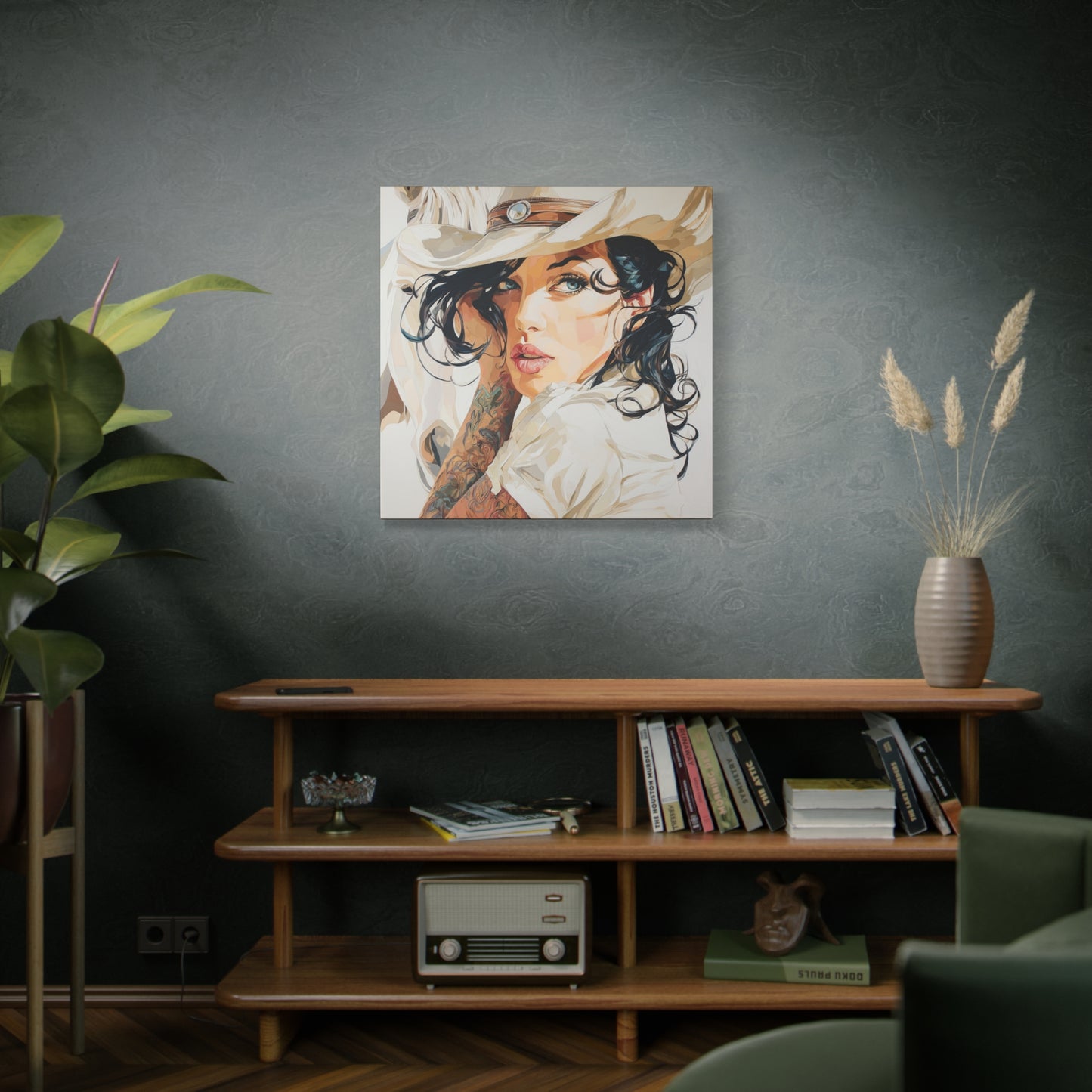 Gallery Wrapped Canvas, Wranglers and Wreckage Art Canvas, Erotic Pinup Art Canvas – Lacey