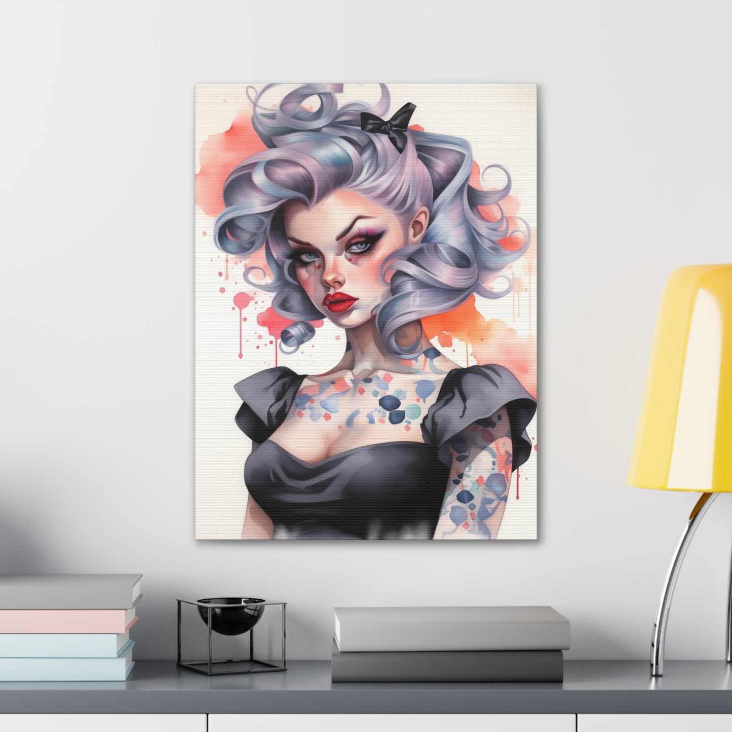 Gallery Wrapped Canvas, Edgy Tattooed Beauty, Urban Pop Art Canvas – Noelle