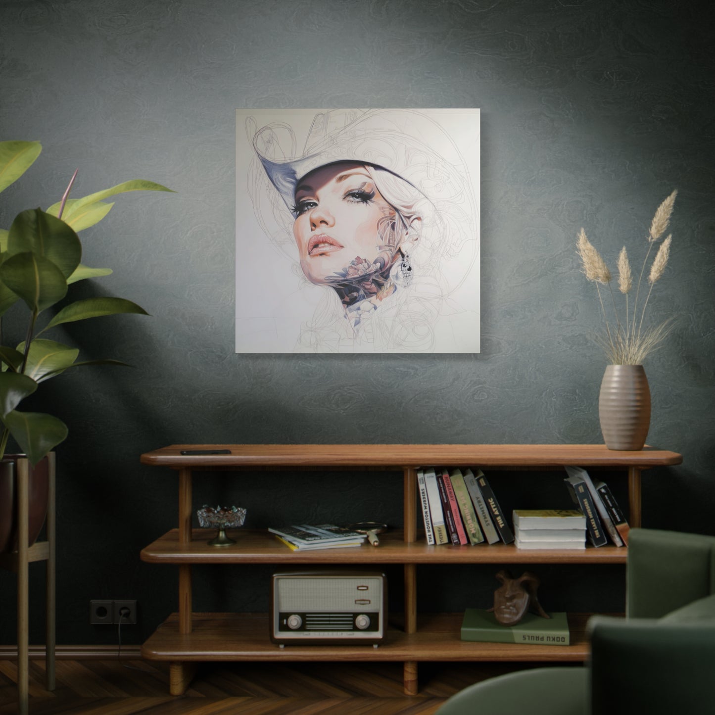 Gallery Wrapped Canvas, Wranglers and Wreckage Art Canvas, Erotic Pinup Art Canvas – Roxy