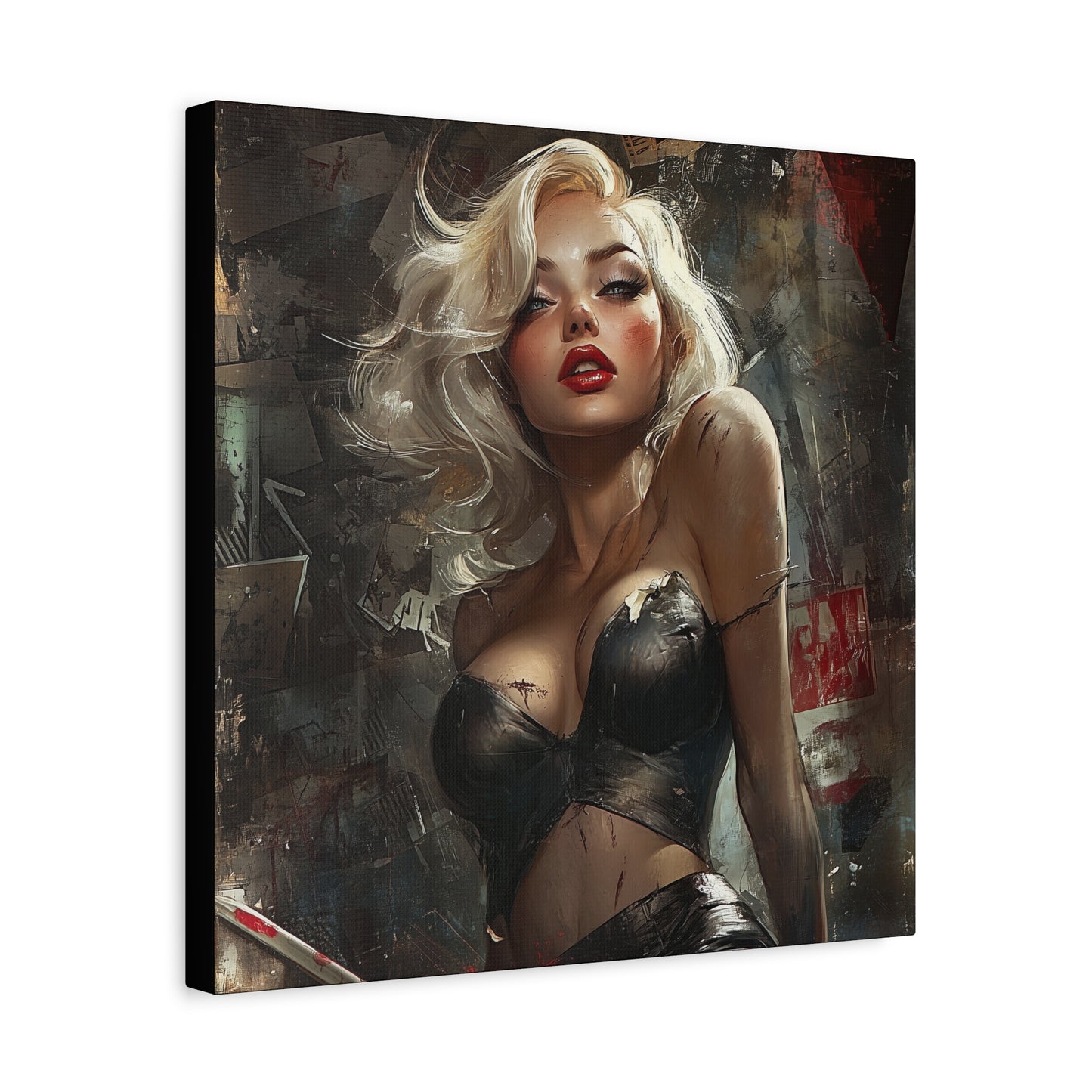 Gallery Wrapped Canvas, Guilt and Grit Adult Art Canvas, Erotic Pinup Art Canvas – Noelle